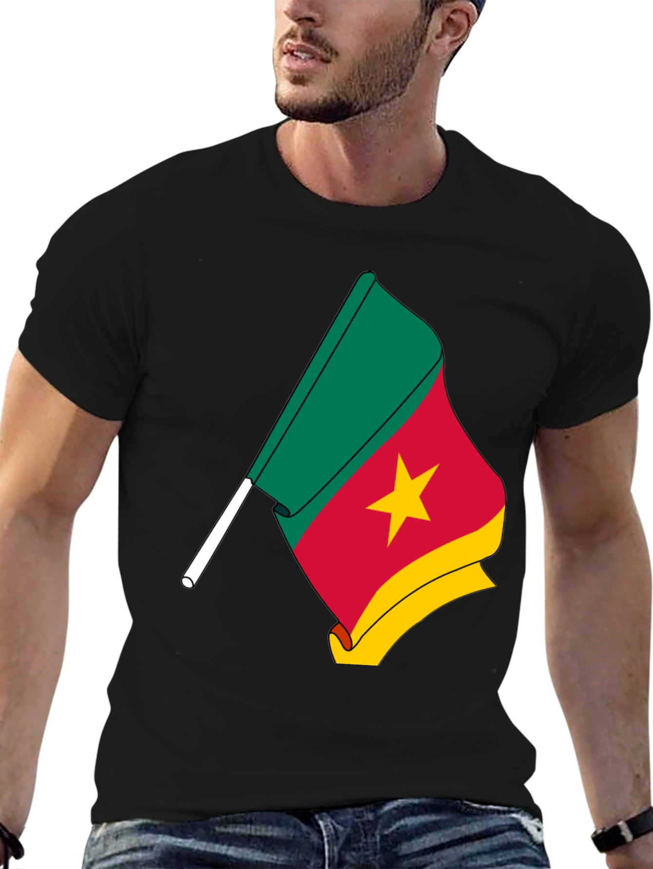Black Cameroon Flag Graphic Tee - Black view 6