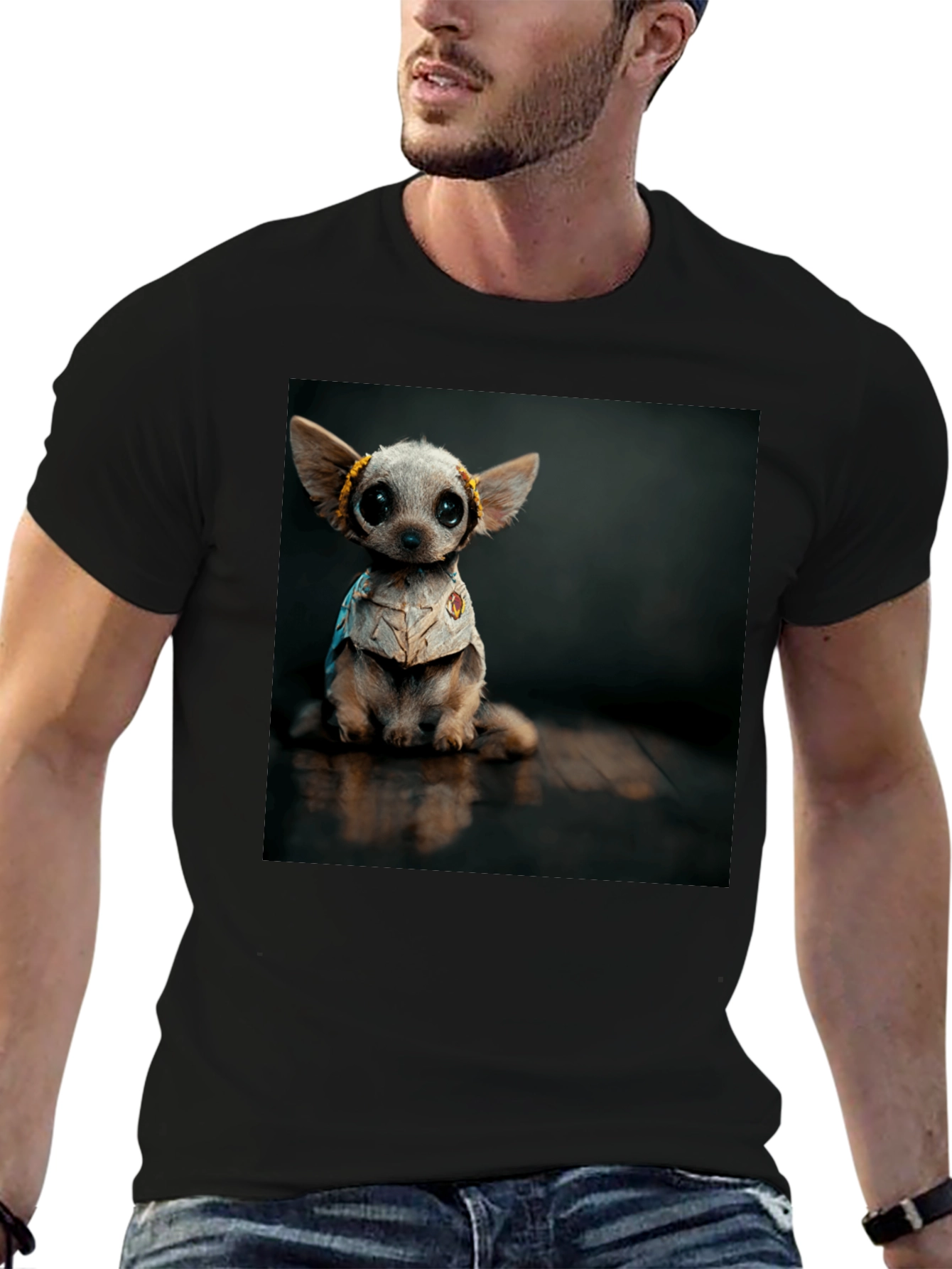 Black Cute Chihuahua Dog T-Shirt view 6