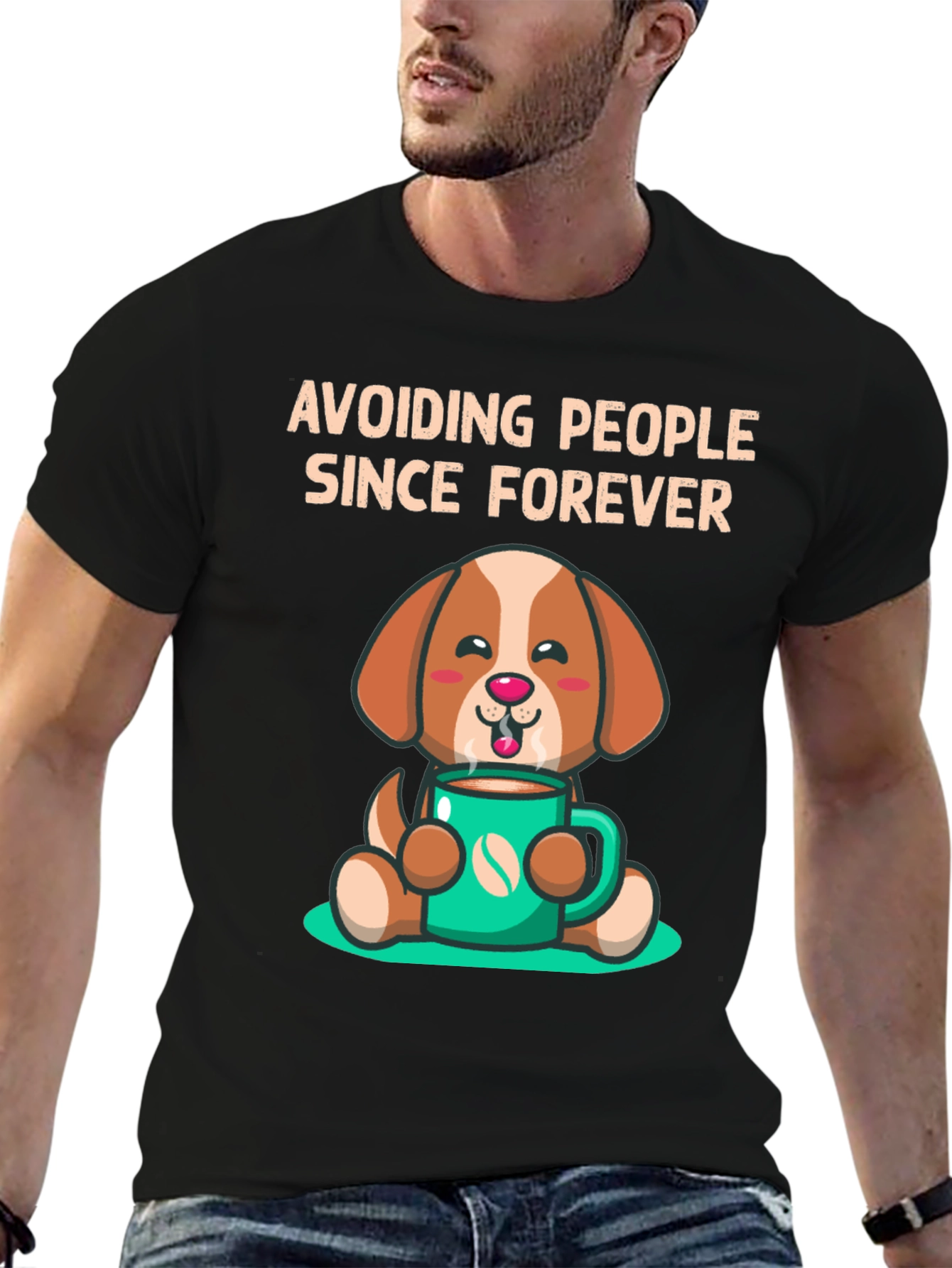Black Avoiding People Dog T-Shirt view 6