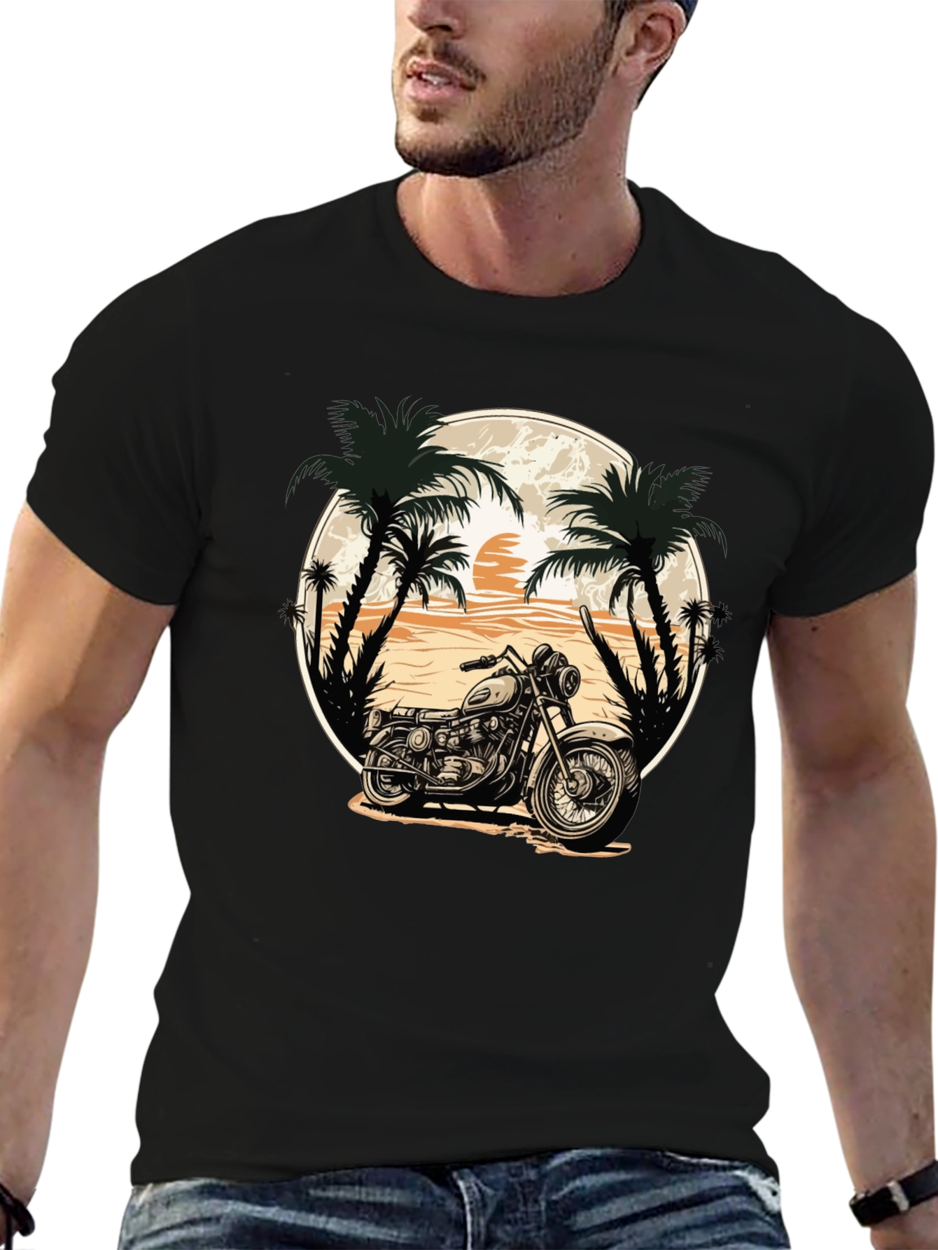 Black Motorcycle Beach Graphic Tee view 6