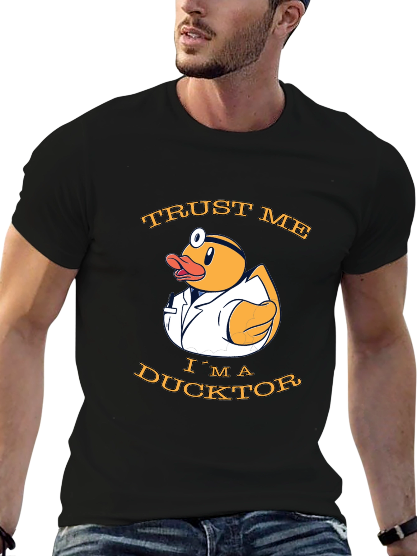 Black Trust Me I'm A Ducktor T-Shirt view 6