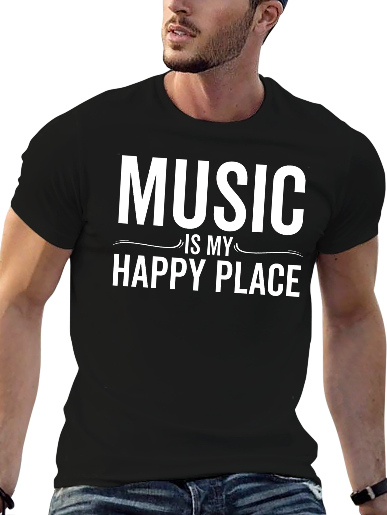 Black Music Is My Happy Place Black T-Shirt view 6