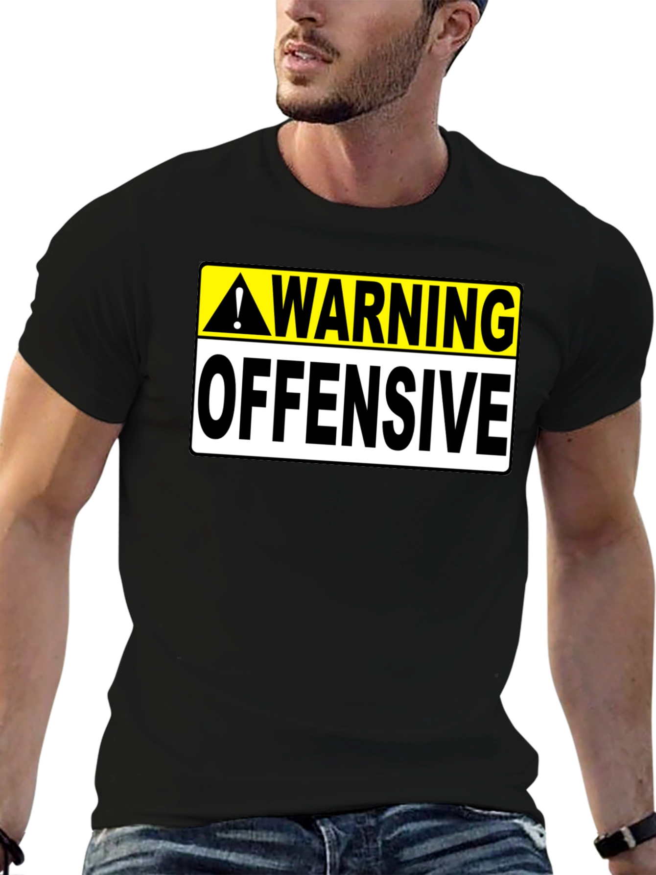 Black Warning Offensive Graphic T-Shirt view 6