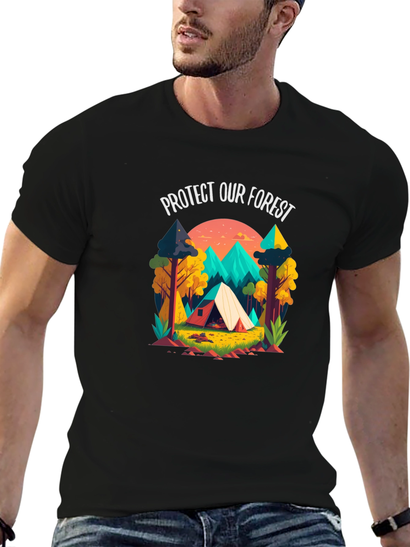 Black Protect Our Forest Graphic T-Shirt view 6