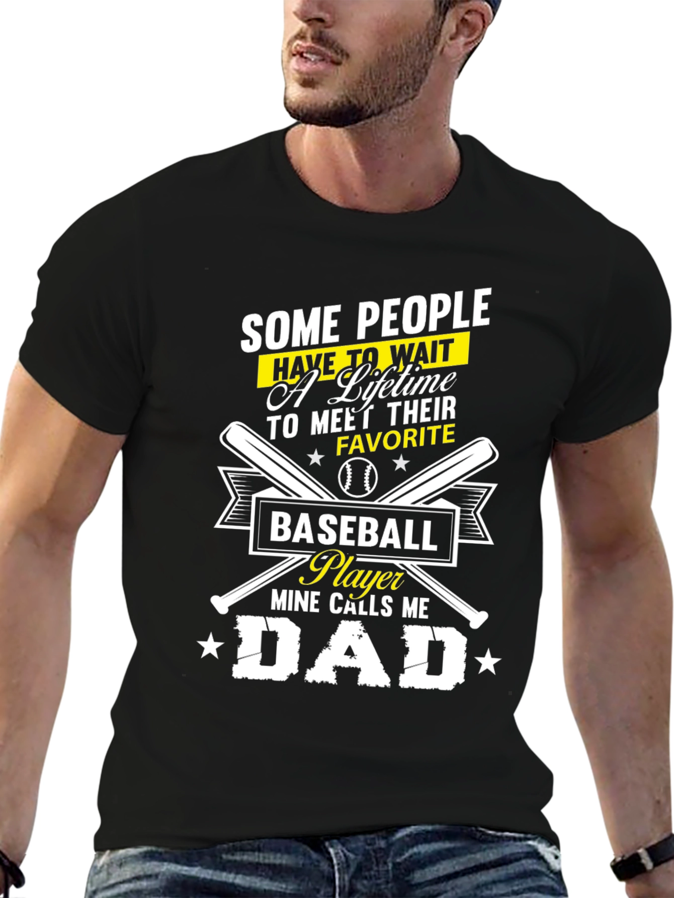 Black Baseball Dad T-Shirt: Some People Wait a Lifetime view 6