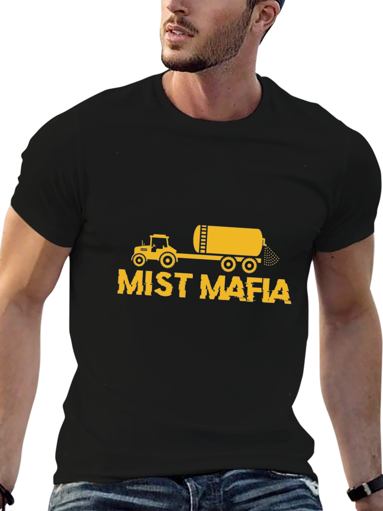 Black Mist Mafia Tractor T-Shirt - Black Cotton Tee view 6