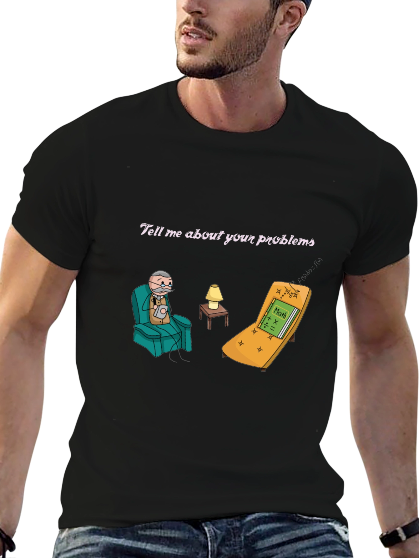 Black Math Problems Therapy T-Shirt view 6