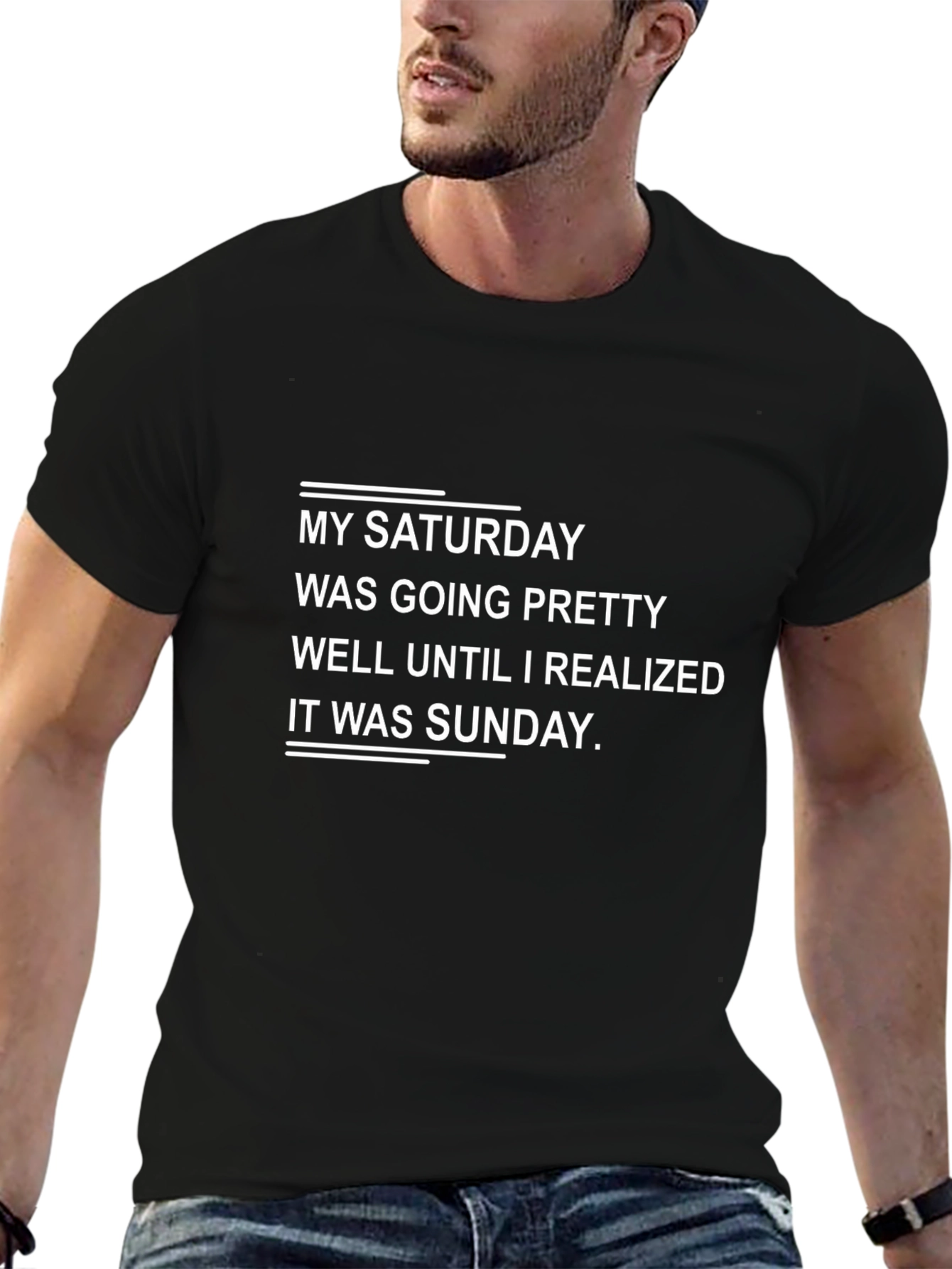 Black Funny Weekend Realization T-Shirt view 6