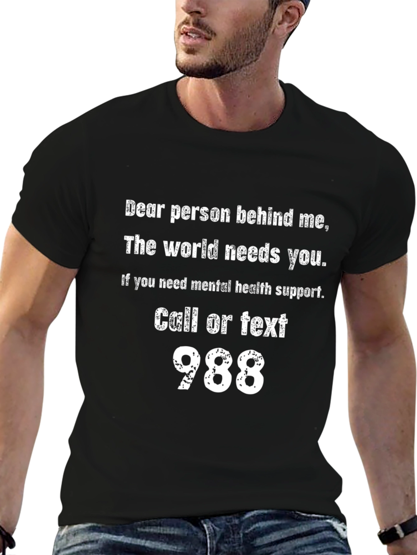 Black Mental Health Awareness T-Shirt - 988 Support view 6