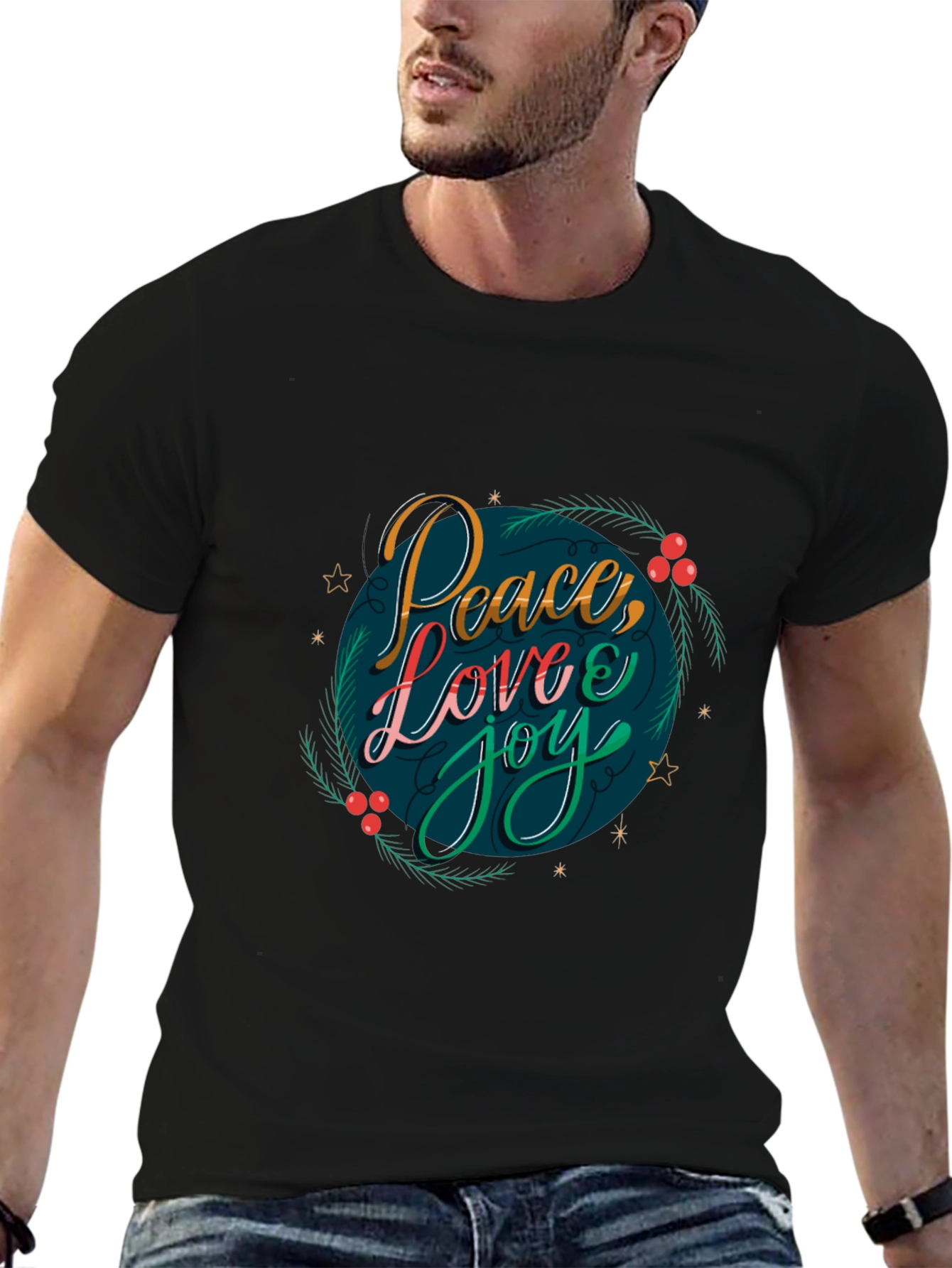Black Peace Love Joy Holiday Graphic Tee view 6