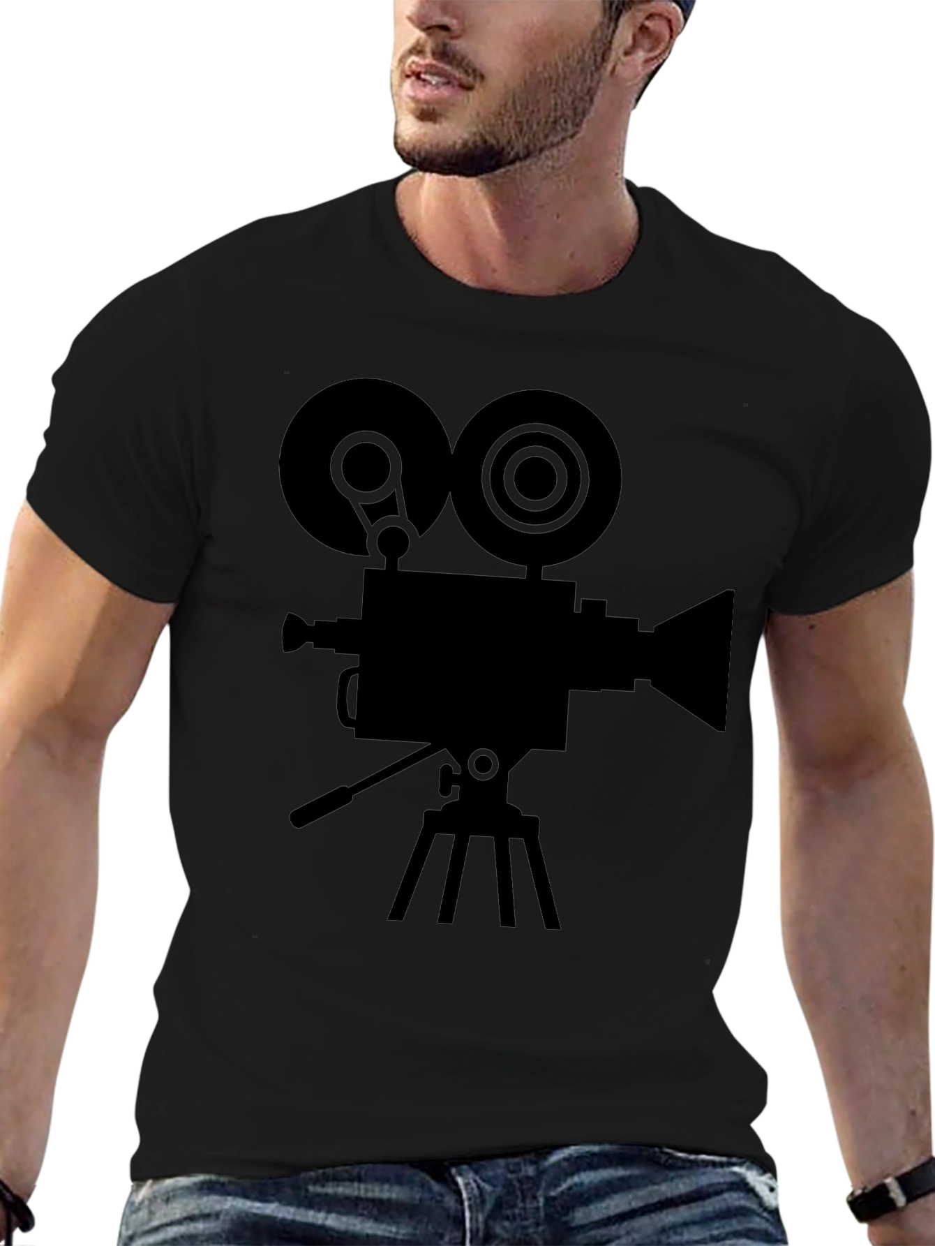Black Classic Film Camera Graphic T-Shirt - Retro Movie Tee view 6