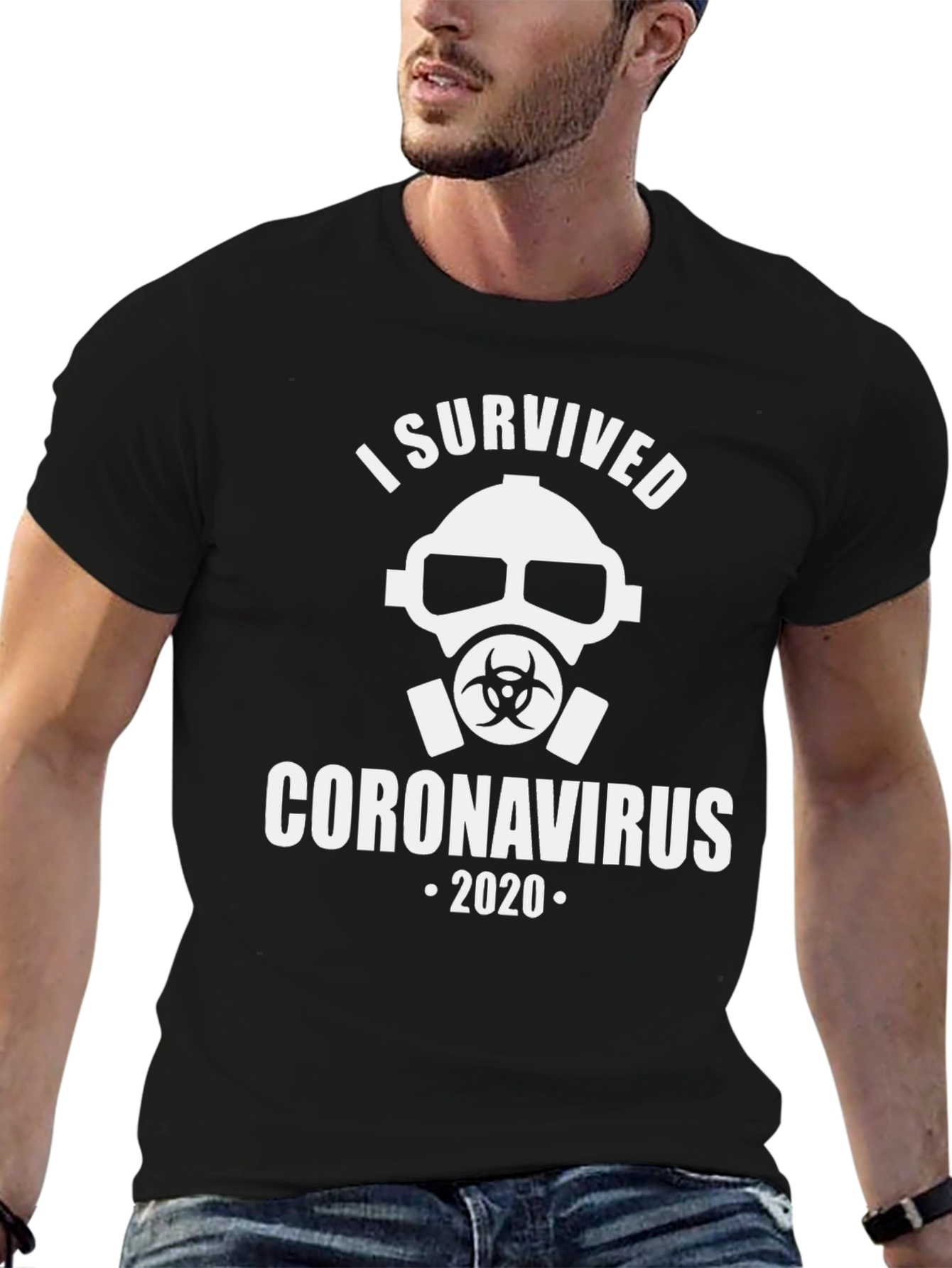Black I Survived Coronavirus 2020 Graphic T-Shirt view 6