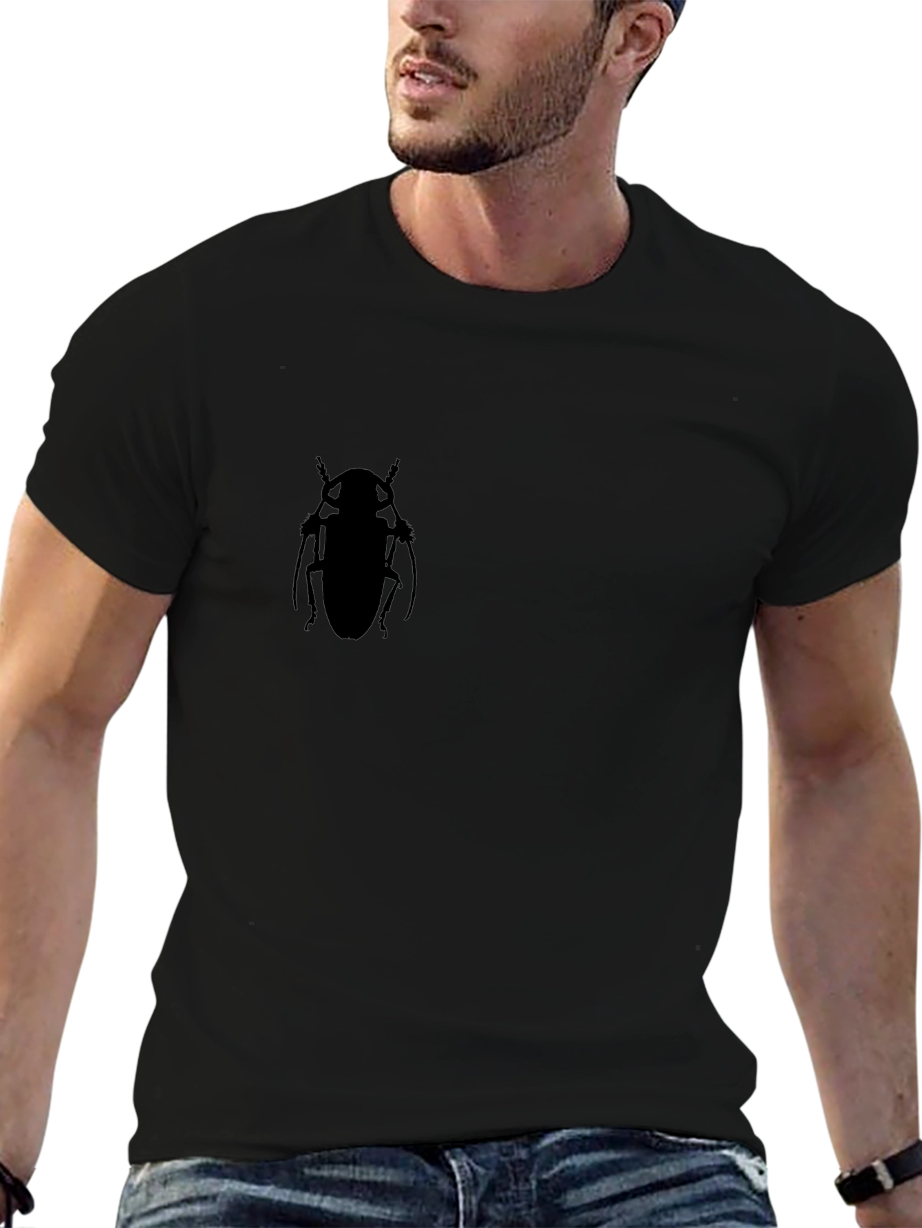 Black Black Beetle Silhouette T-Shirt - Men's Casual Tee view 6