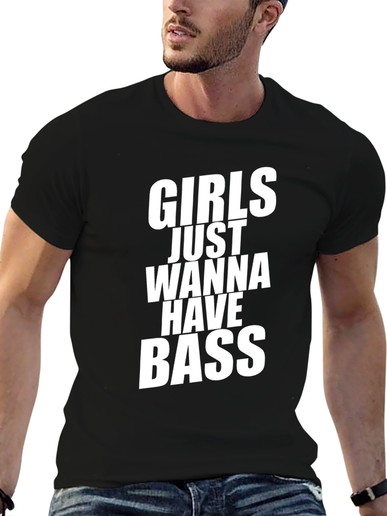 Black Girls Just Wanna Have Bass Funny T-Shirt view 6