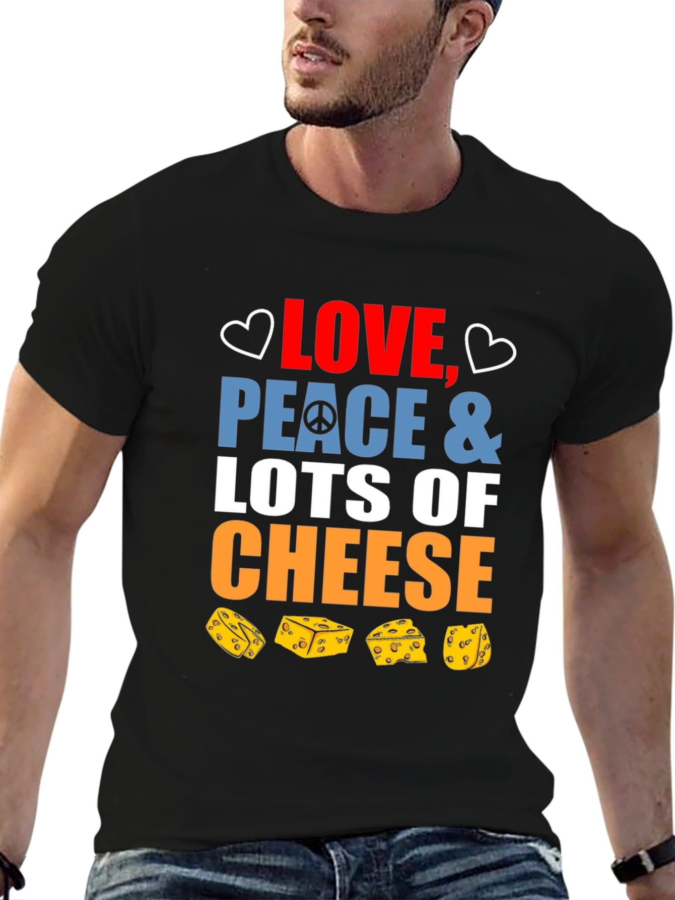 Love Peace and Cheese Graphic T-Shirt - 6