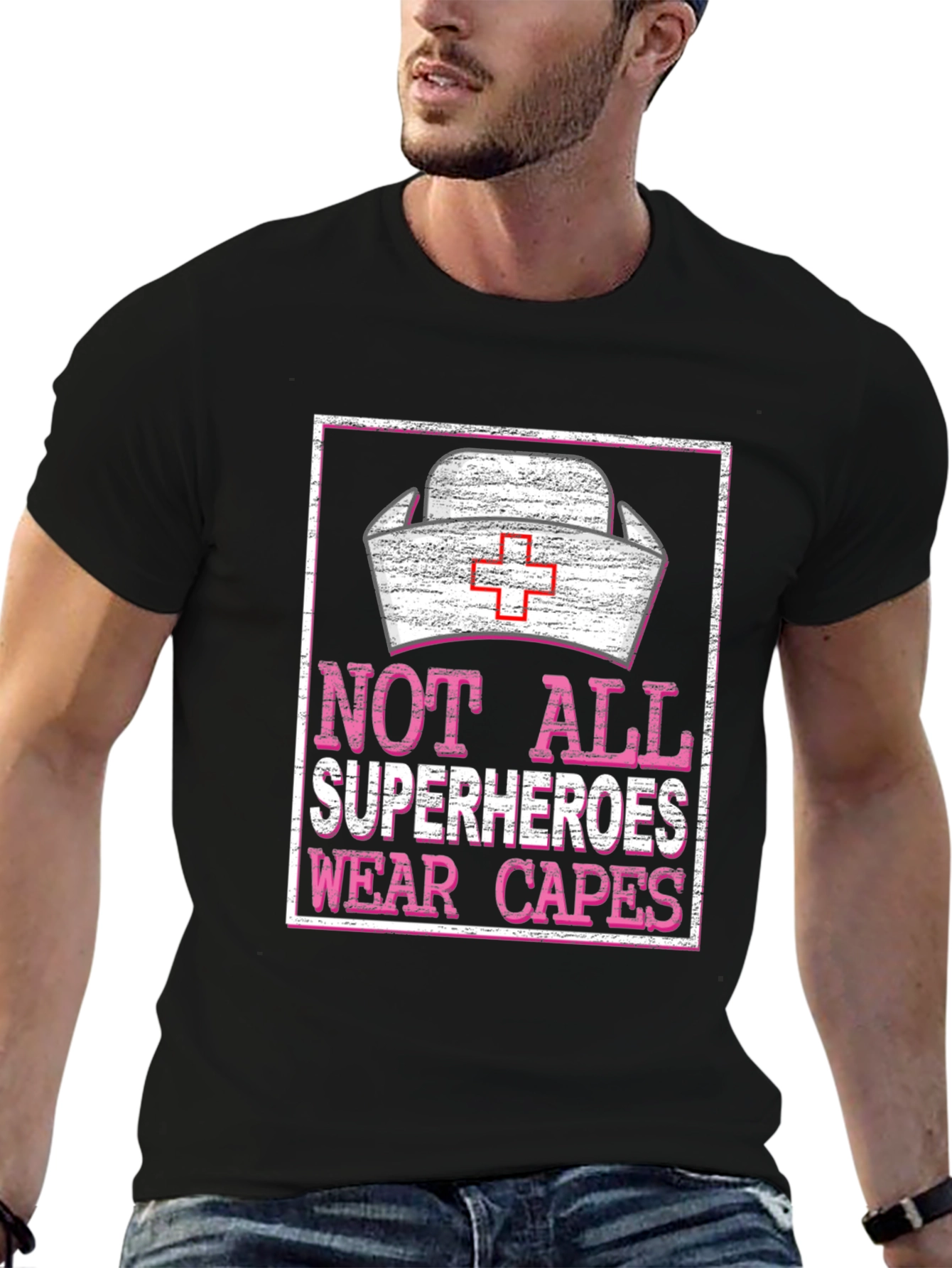 Black Nurse Superhero T-Shirt - Medical Professional Appreciation Tee view 6