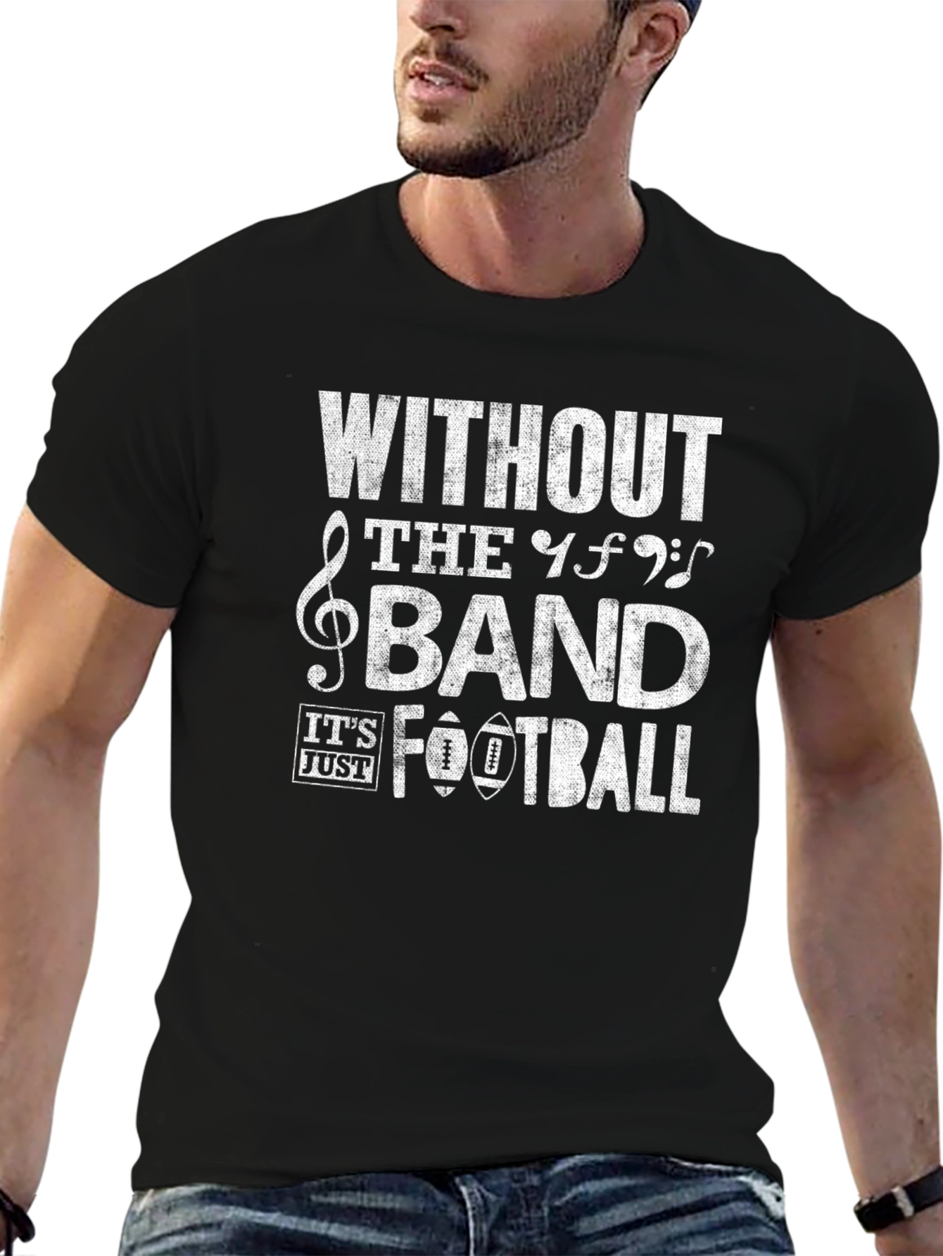 Black Without The Band It's Just Football T-Shirt view 6