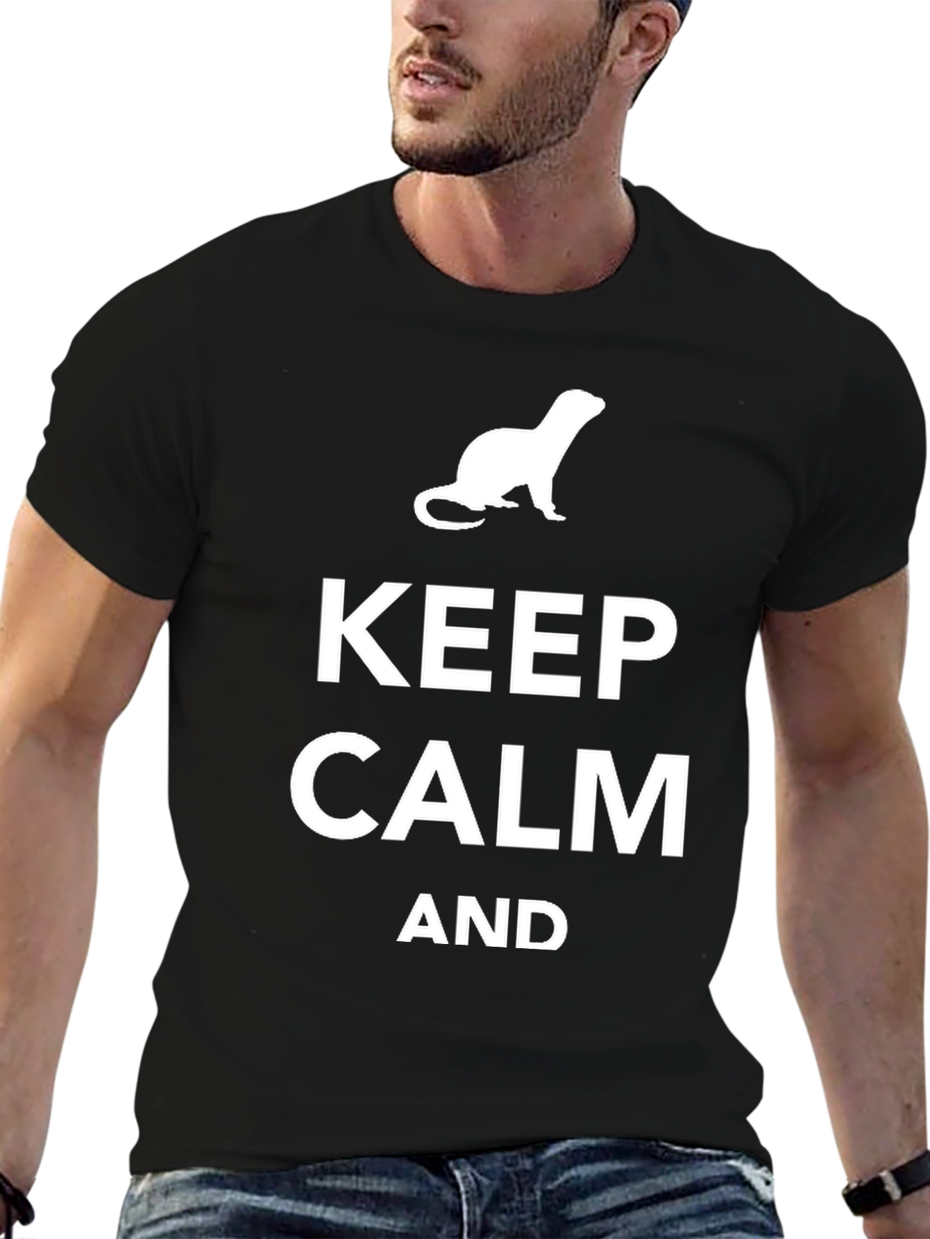 Black Keep Calm Ferret T-Shirt view 6