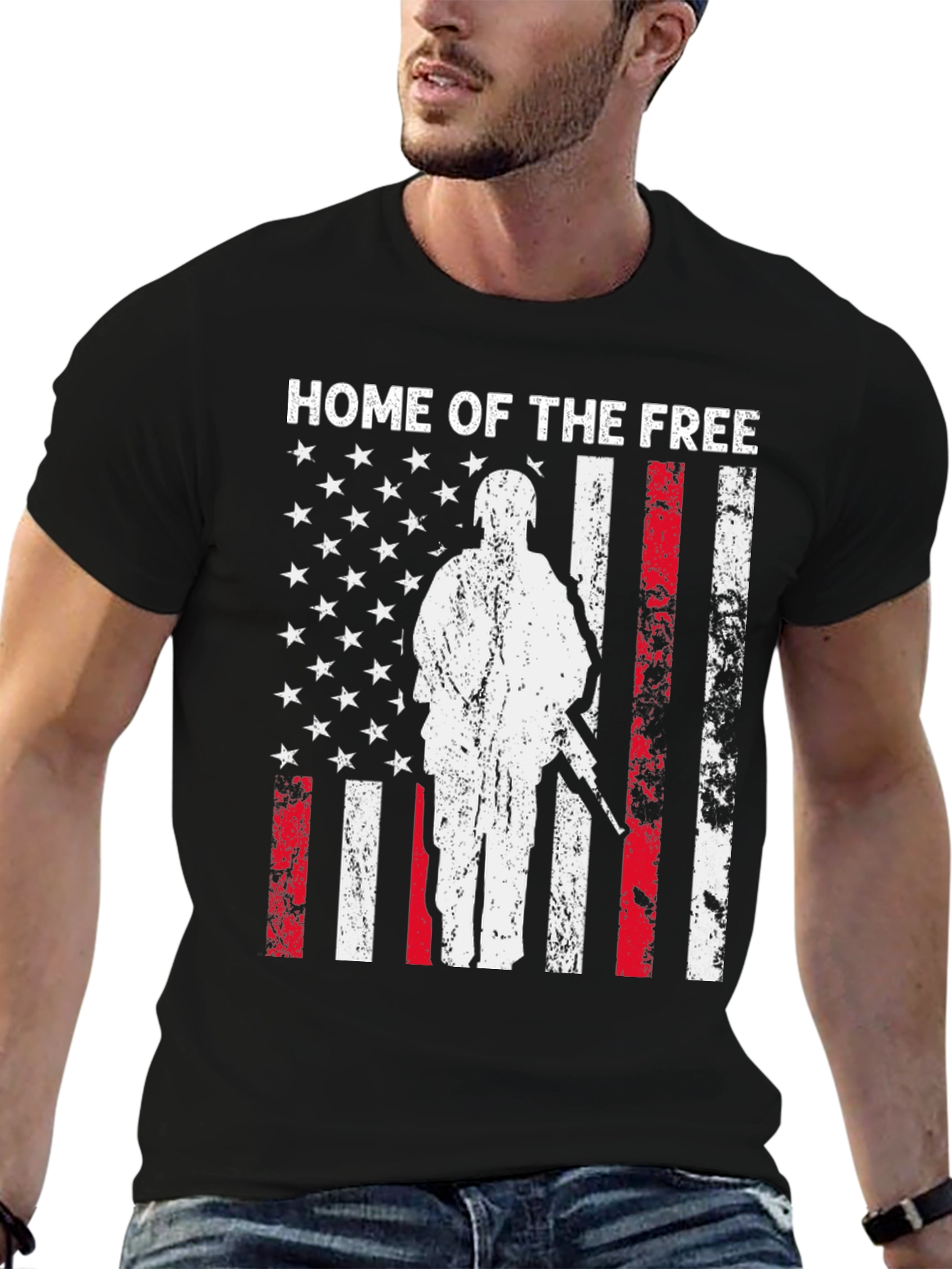 Black Home of the Free Patriotic T-Shirt view 6