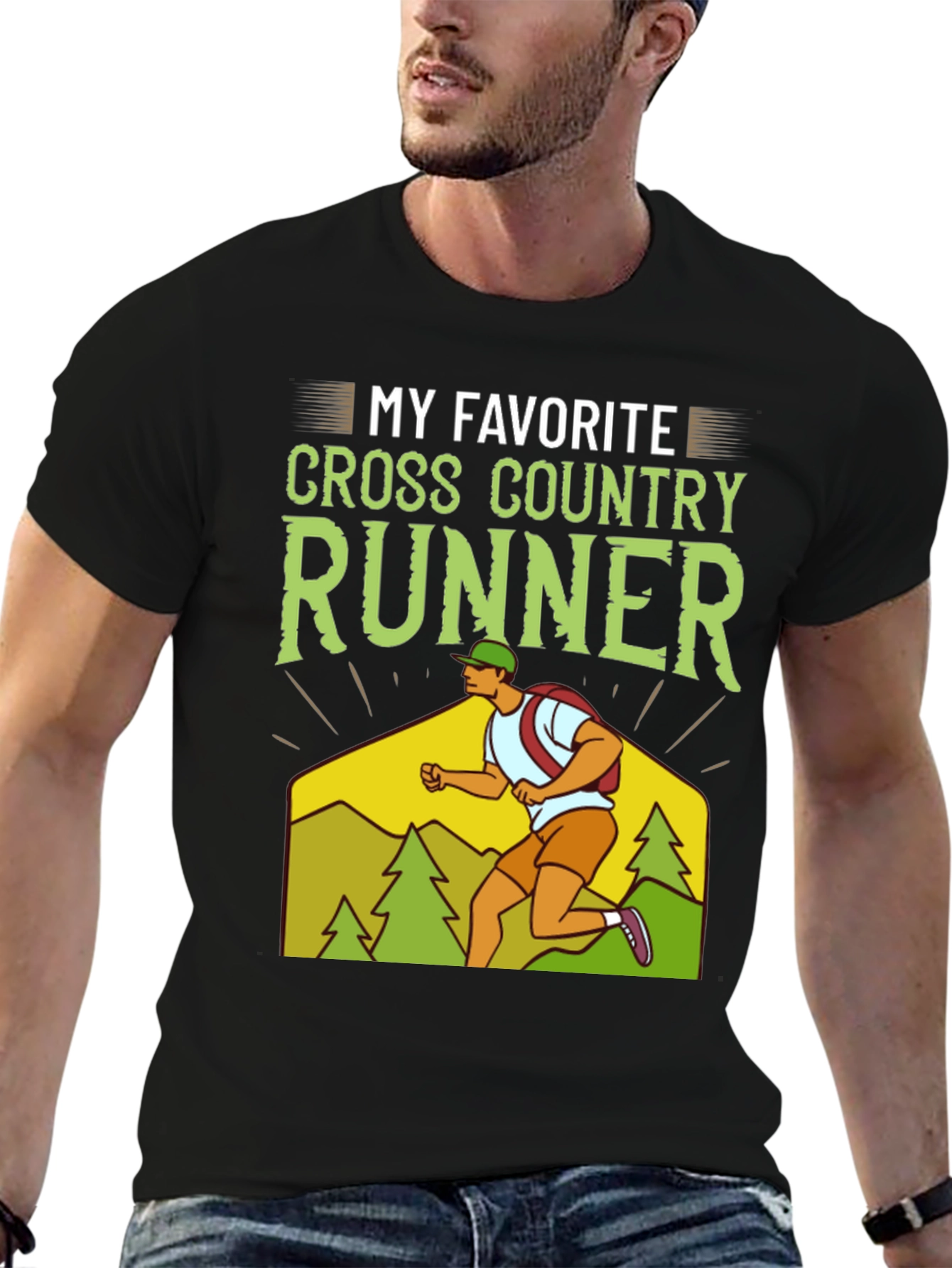Black My Favorite Cross Country Runner Graphic T-Shirt view 6