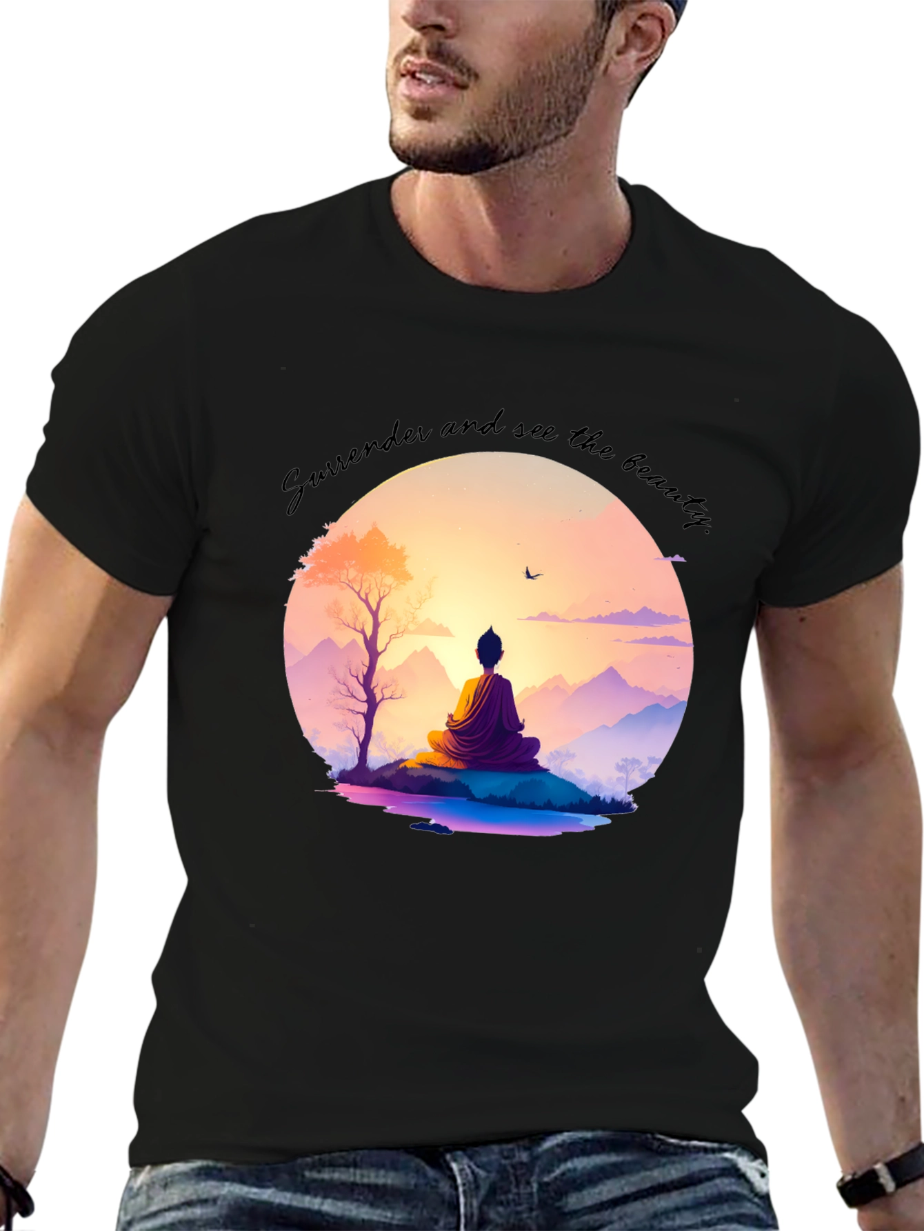 Black Meditative Zen T-Shirt view 6