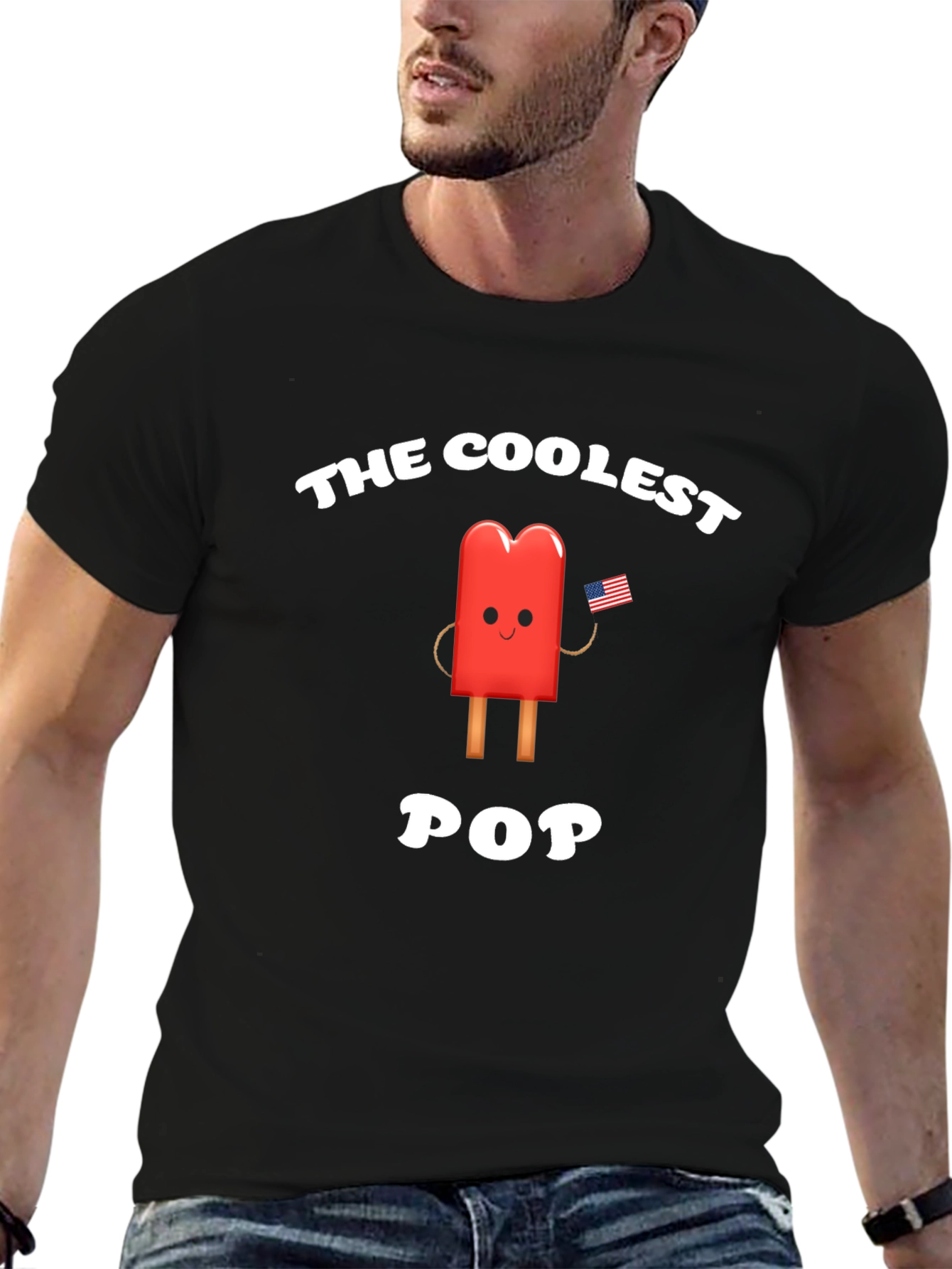 Black Coolest Pop T-Shirt - Patriotic Popsicle Tee view 6