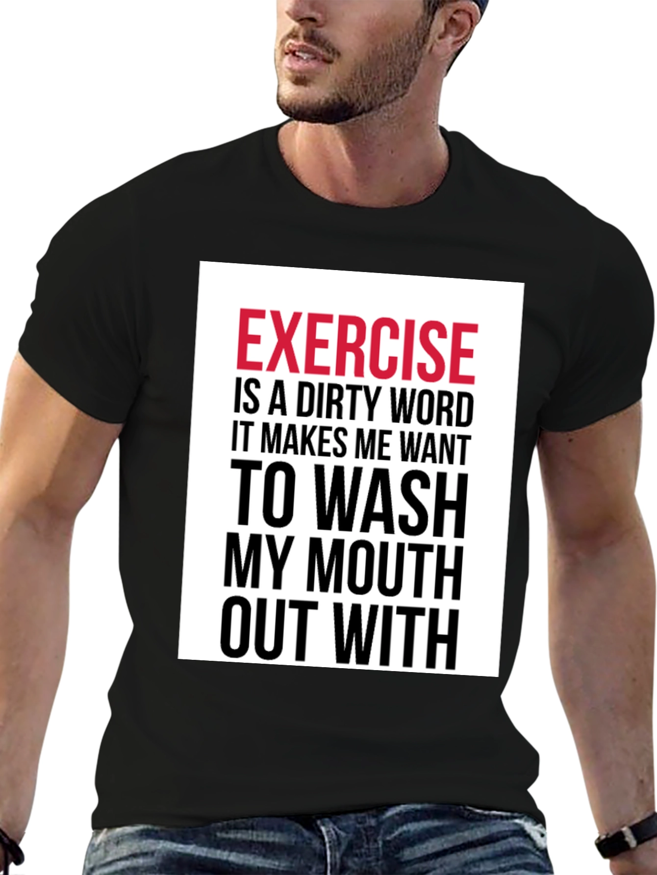 Black Funny Exercise T-Shirt - Dirty Word Graphic Tee view 6