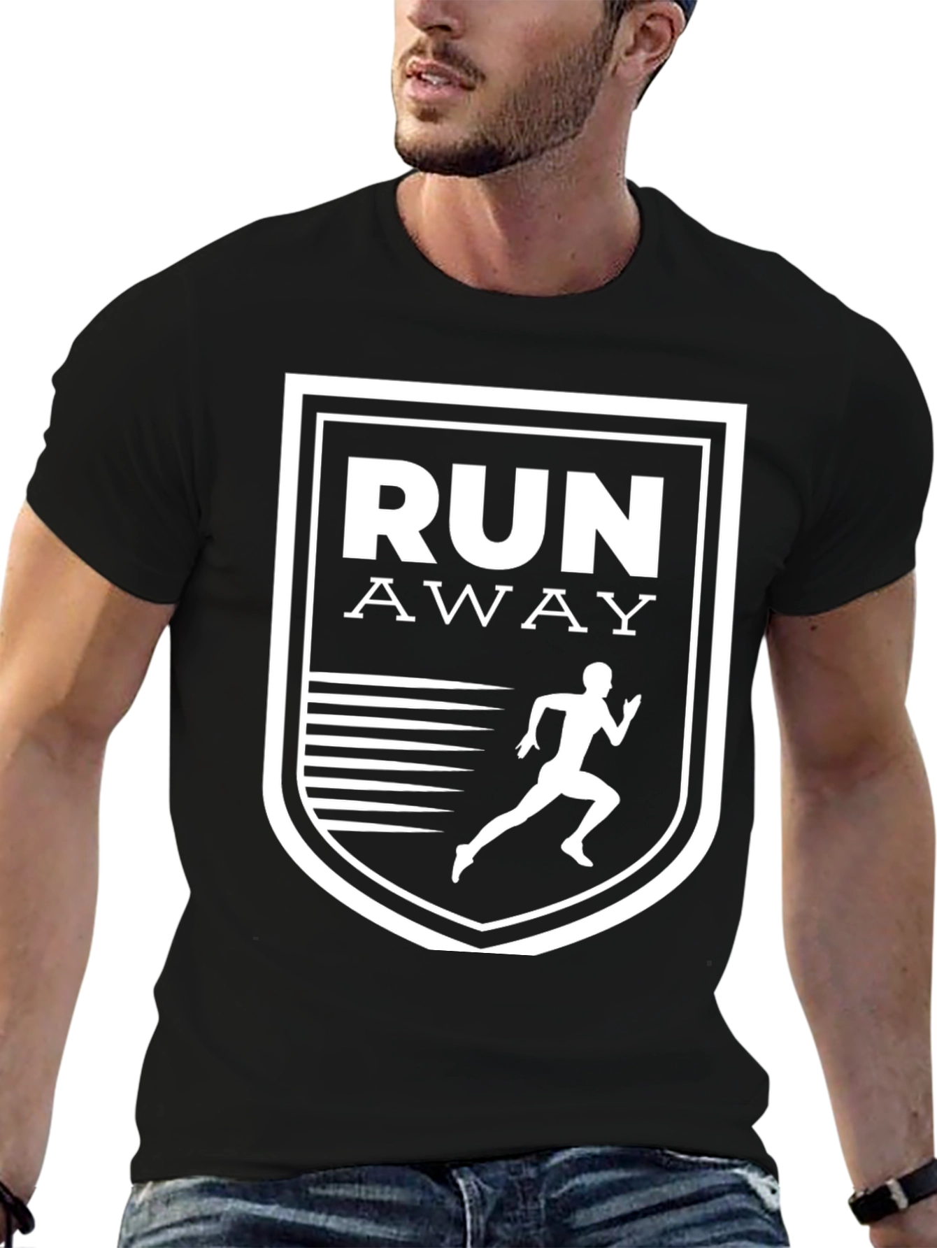 Black Run Away Graphic Tee - Black Casual T-Shirt view 6
