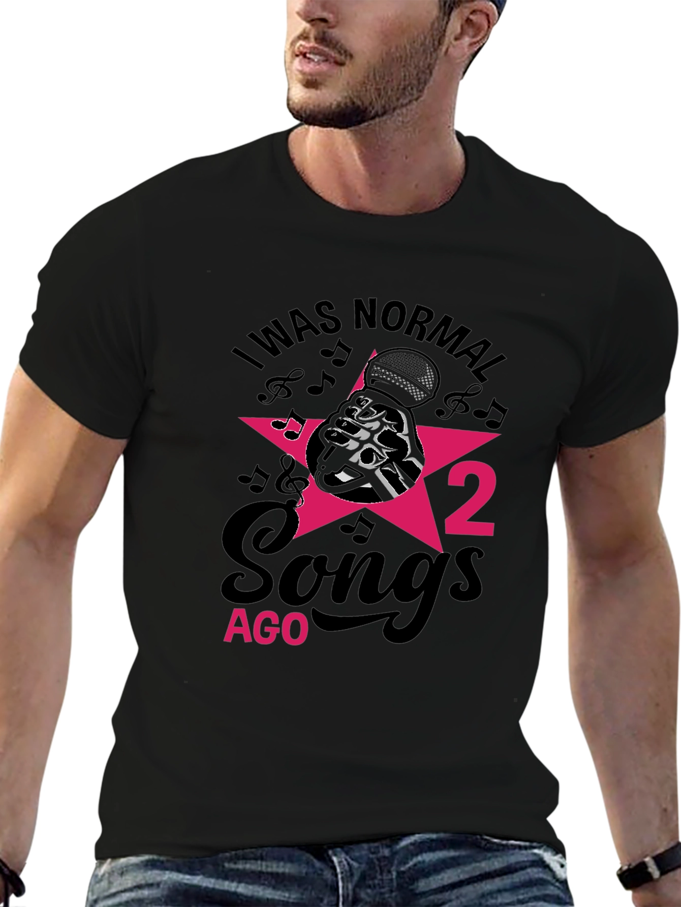 Black I Was Normal 2 Songs Ago Men's T-Shirt view 6