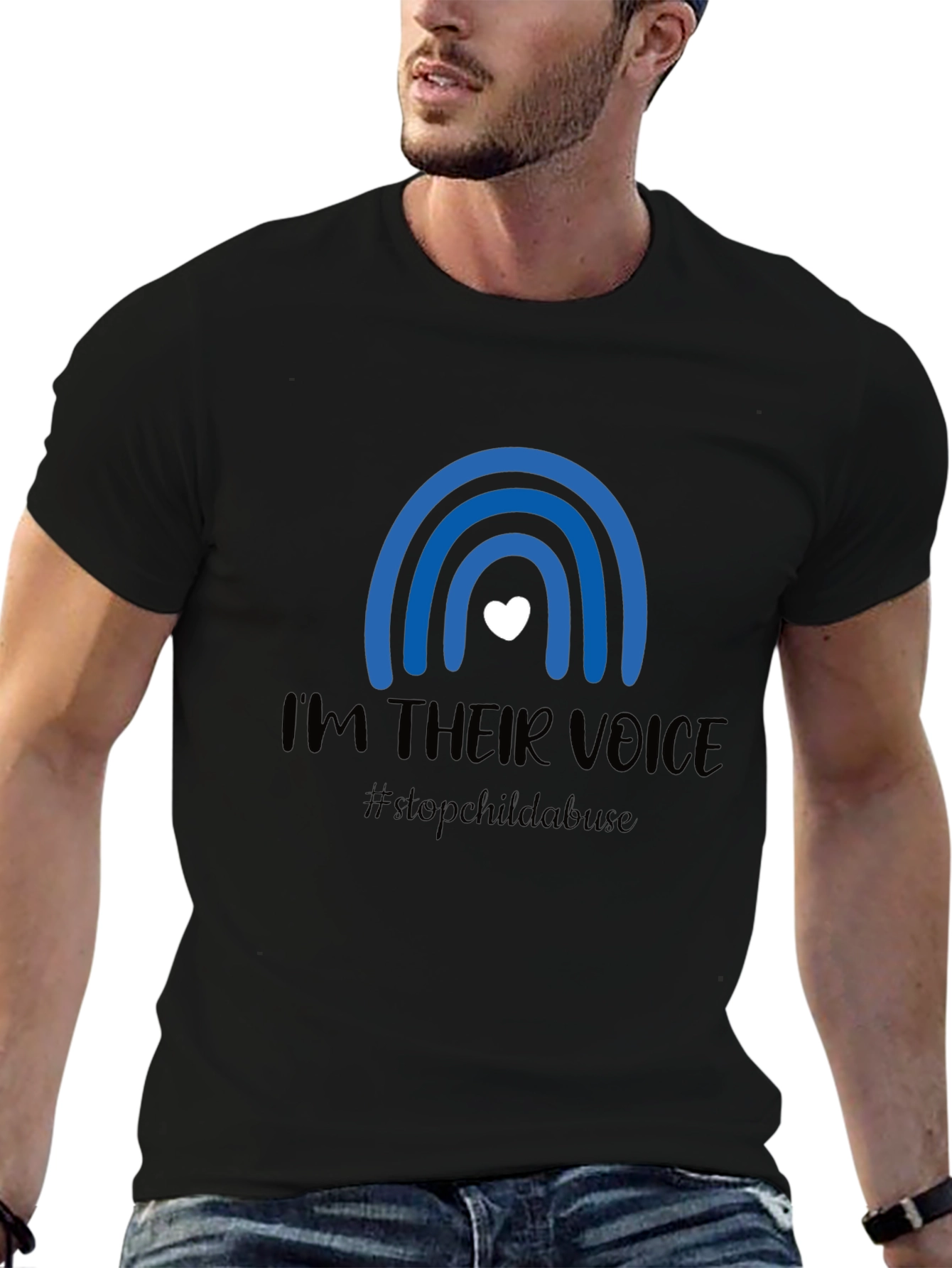 Black I'm Their Voice Stop Child Abuse T-Shirt view 6