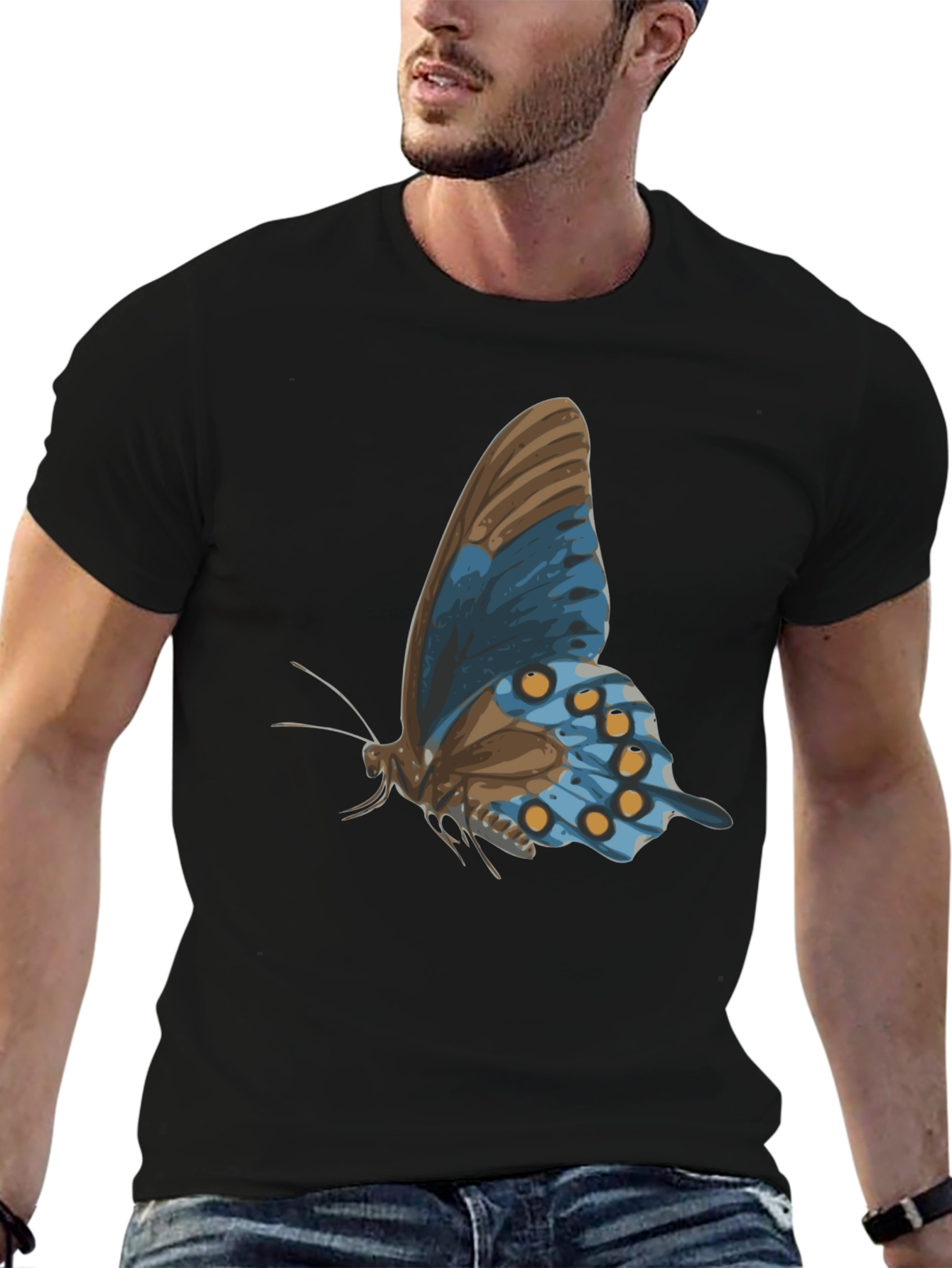 Black Butterfly Graphic Tee - Stylish Men's Black T-Shirt view 6