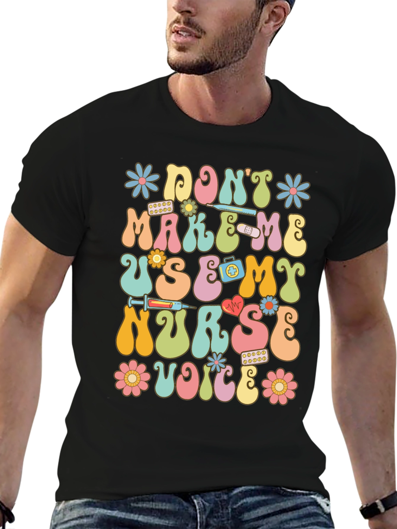 Black Don't Make Me Use My Nurse Voice Graphic T-Shirt view 6