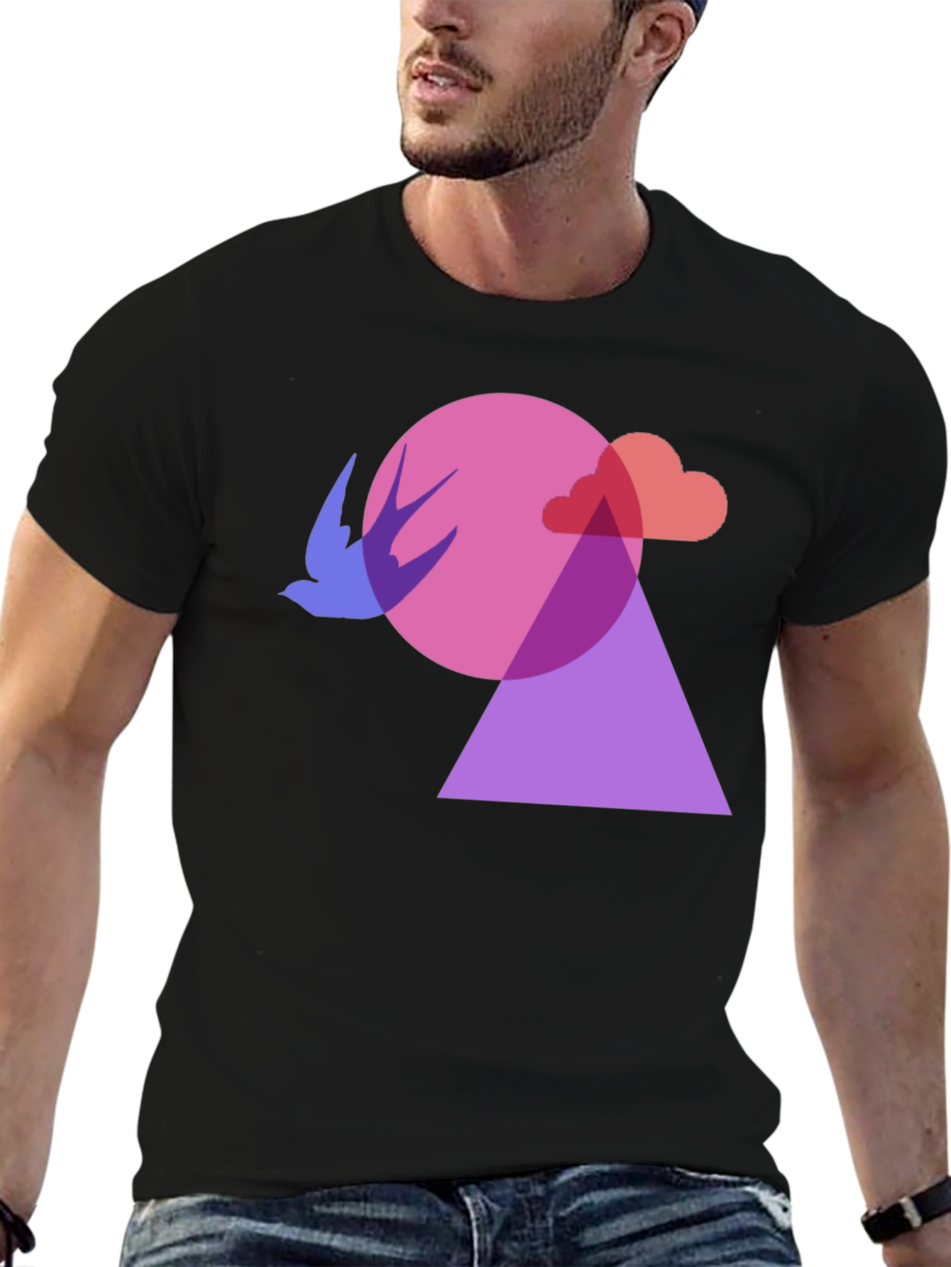 Black Abstract Graphic Print Black T-Shirt view 6