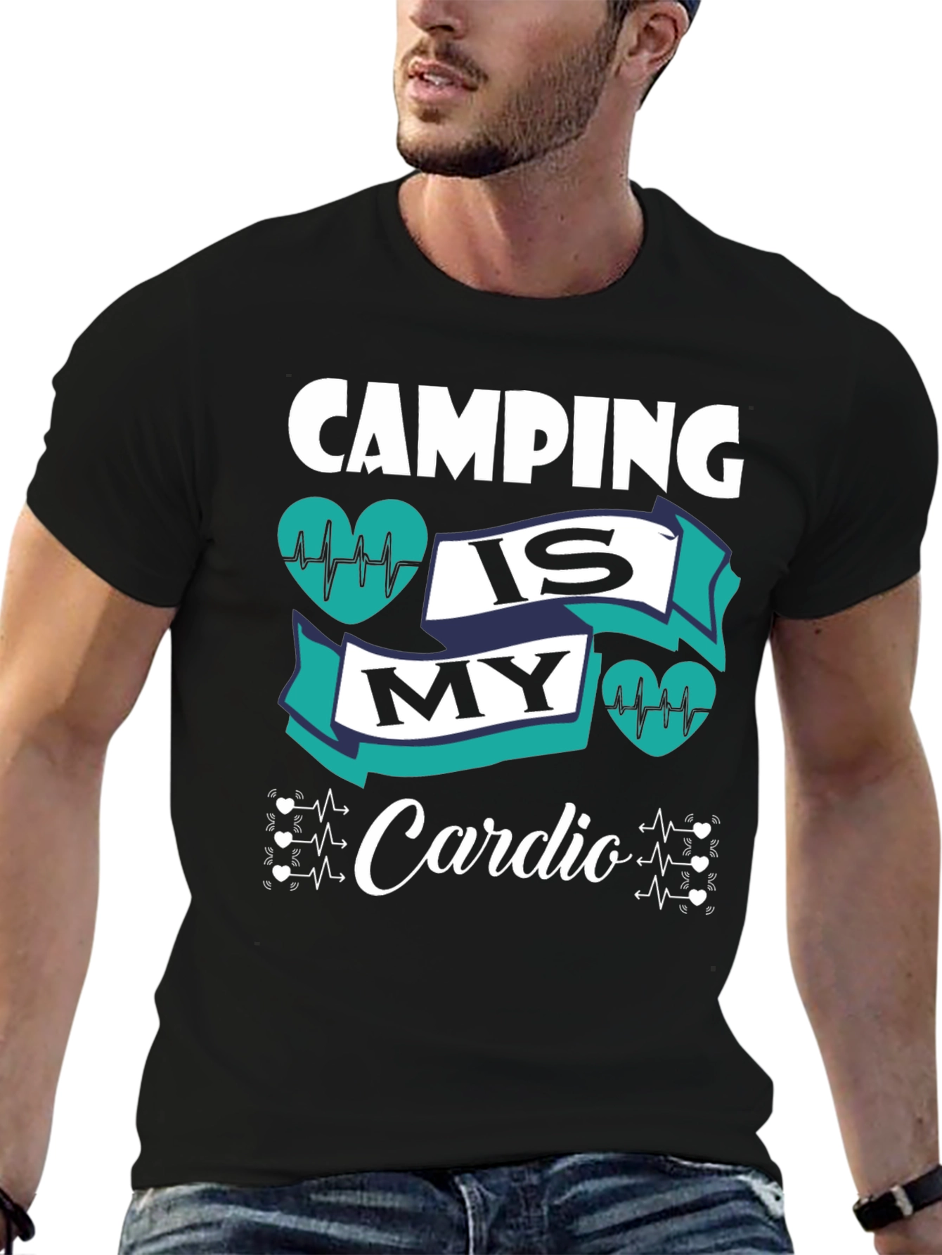 Black Camping Is My Cardio Graphic Tee - Unisex Black T-Shirt view 6