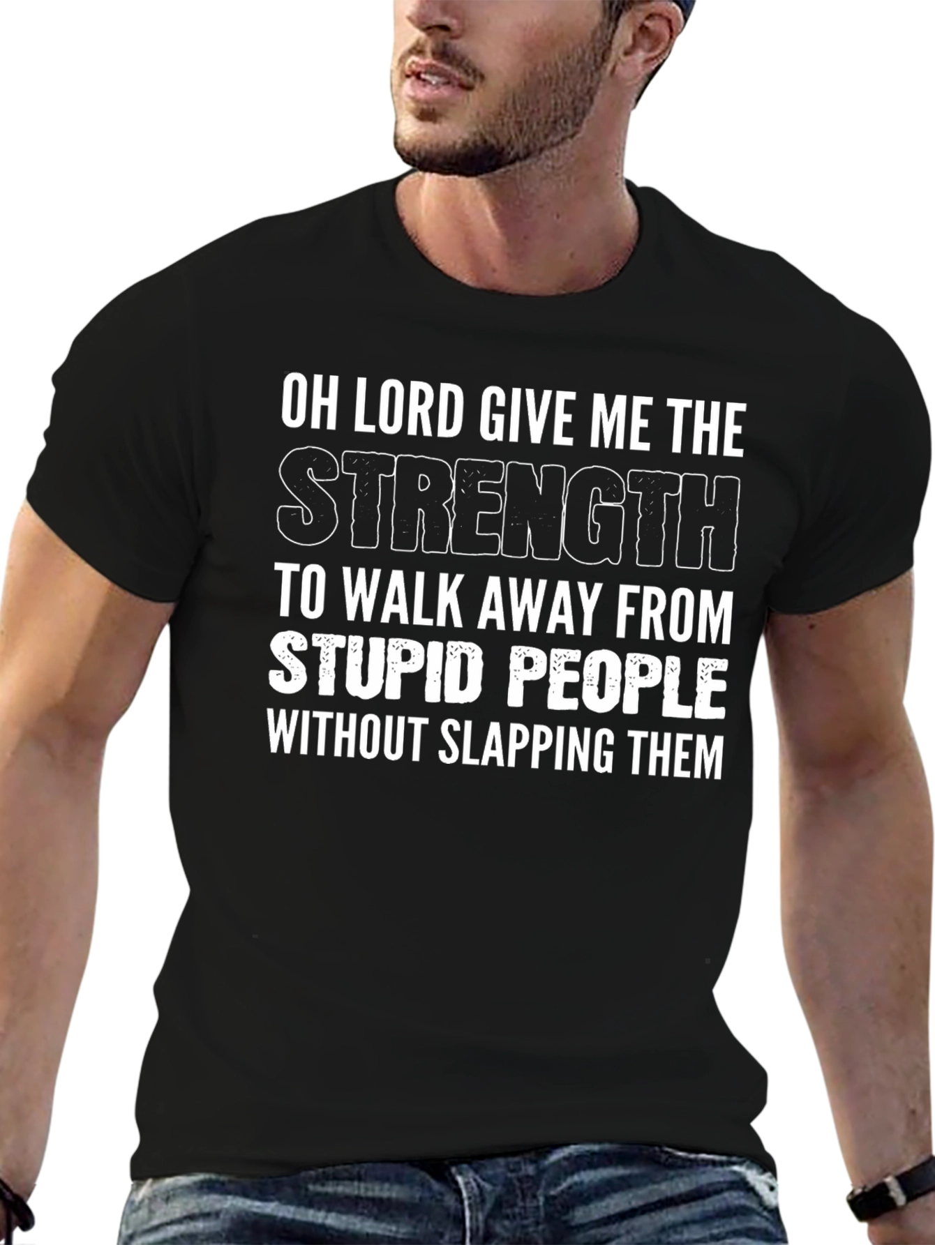 Black Funny Strength T-Shirt: Walking Away From Stupid People view 6
