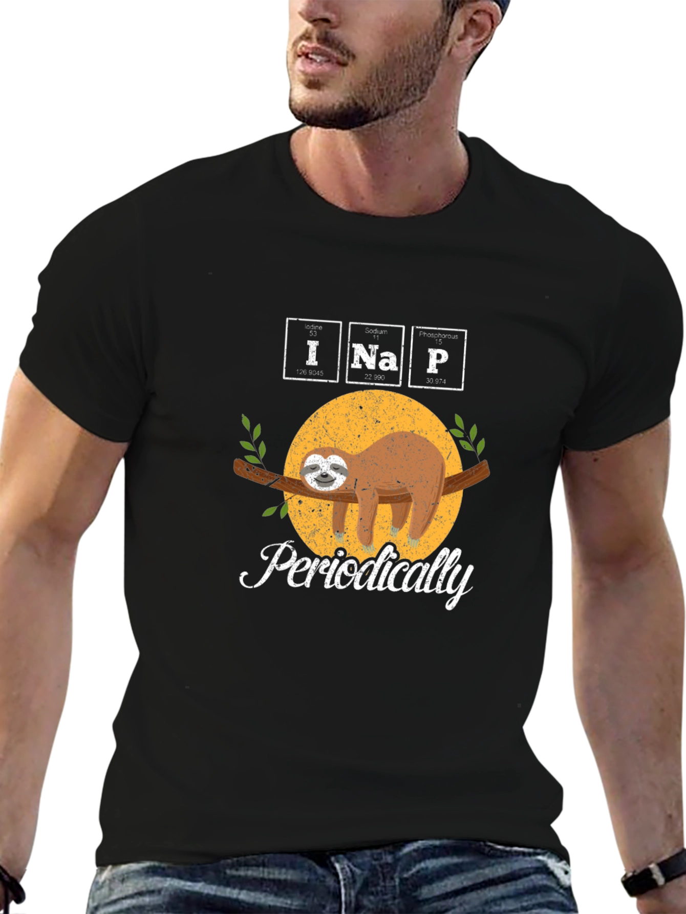 Black I Na P Periodically Sloth T-Shirt view 6