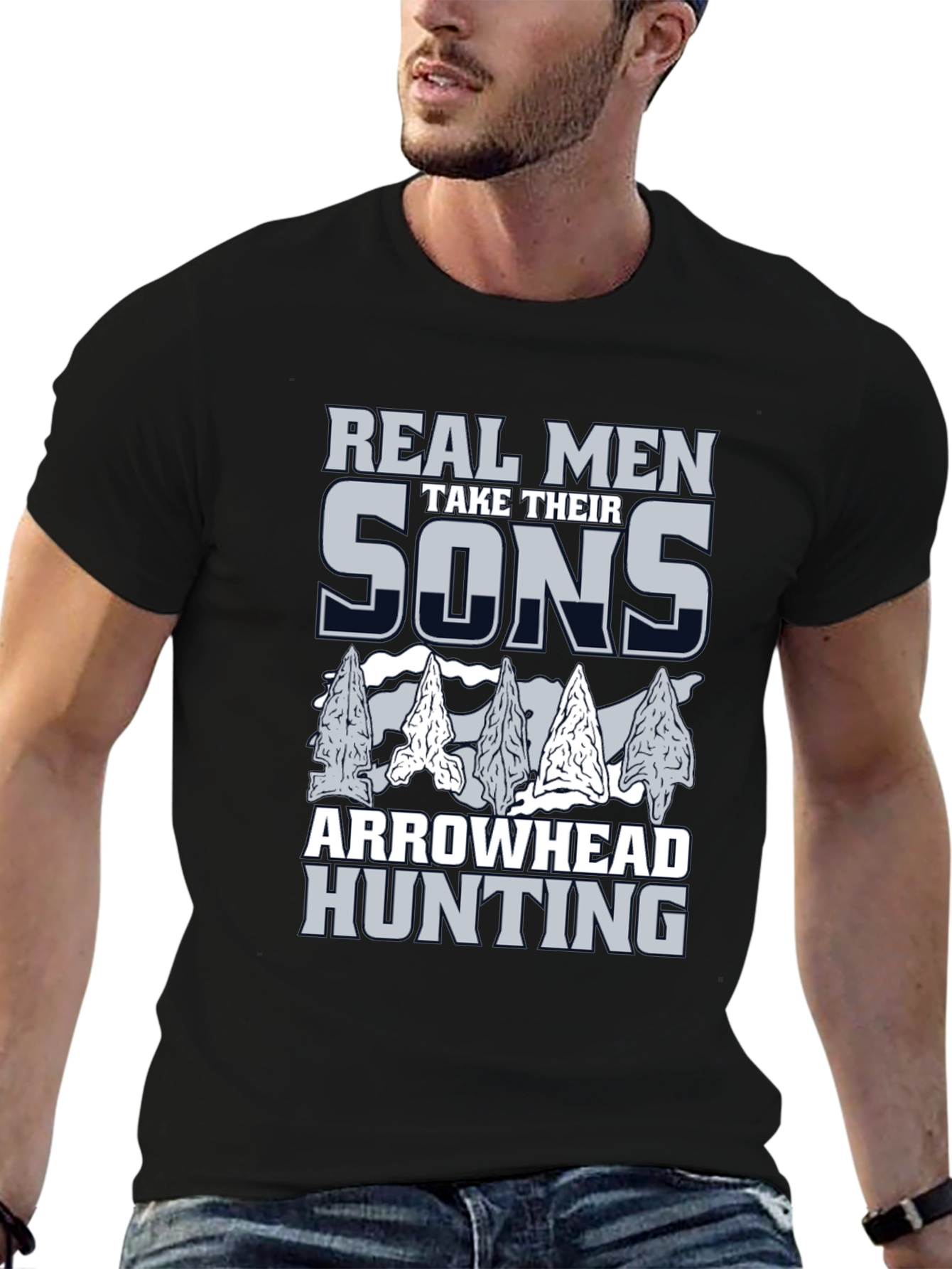 Black Real Men Arrowhead Hunting T-Shirt  view 6