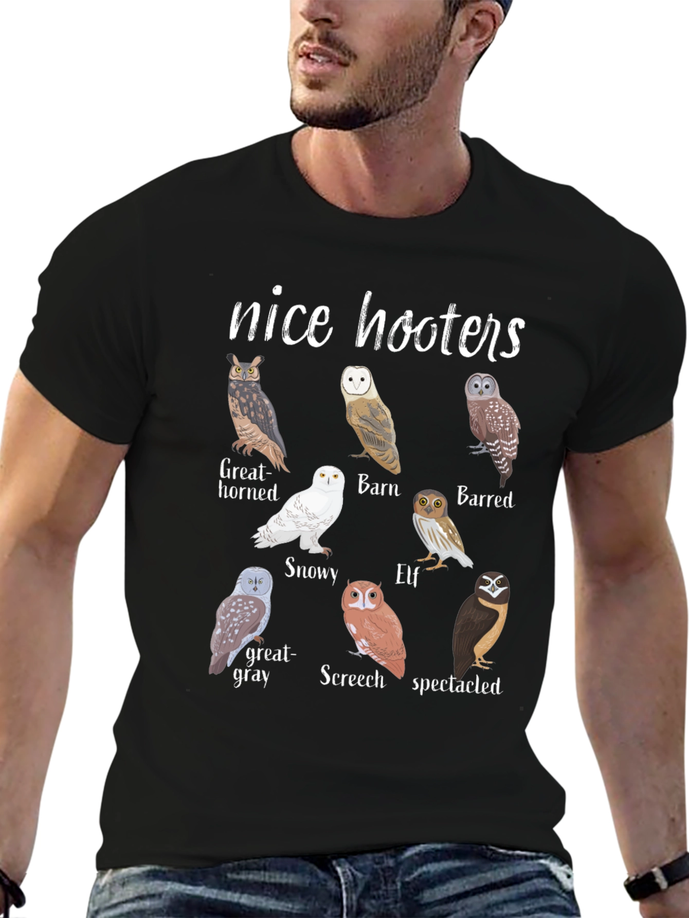 Black Nice Hooters Owl Graphic Tee view 6
