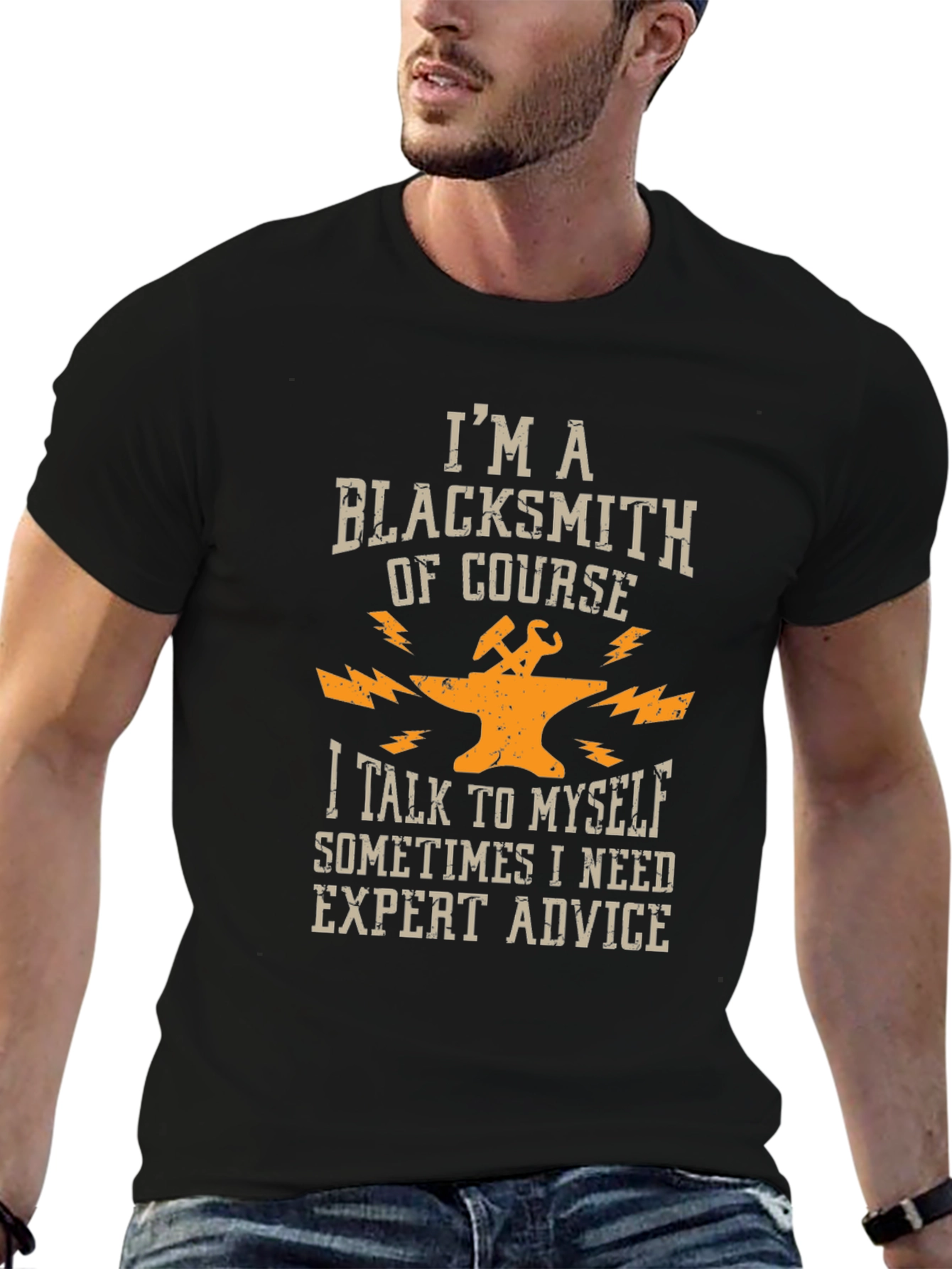 Black Blacksmith Humor T-Shirt view 6
