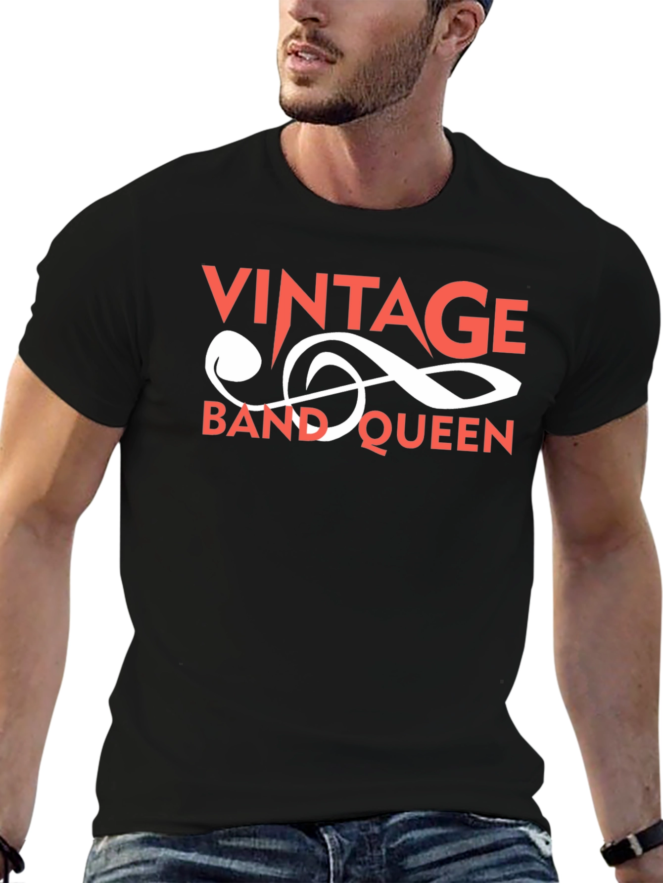 Black Vintage Band Queen Graphic Tee - Black Cotton view 6