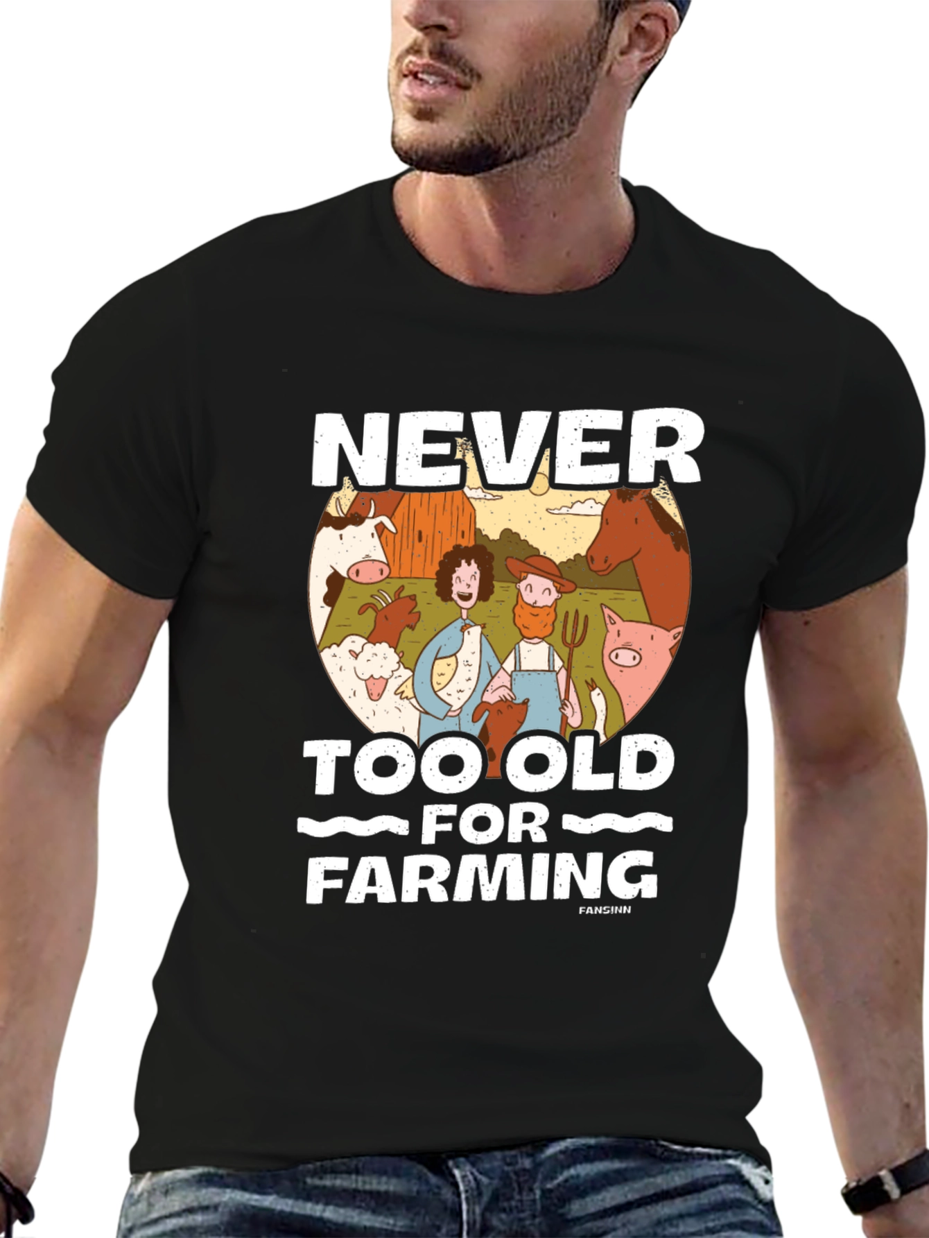 Black Never Too Old For Farming Black Graphic Tee view 6