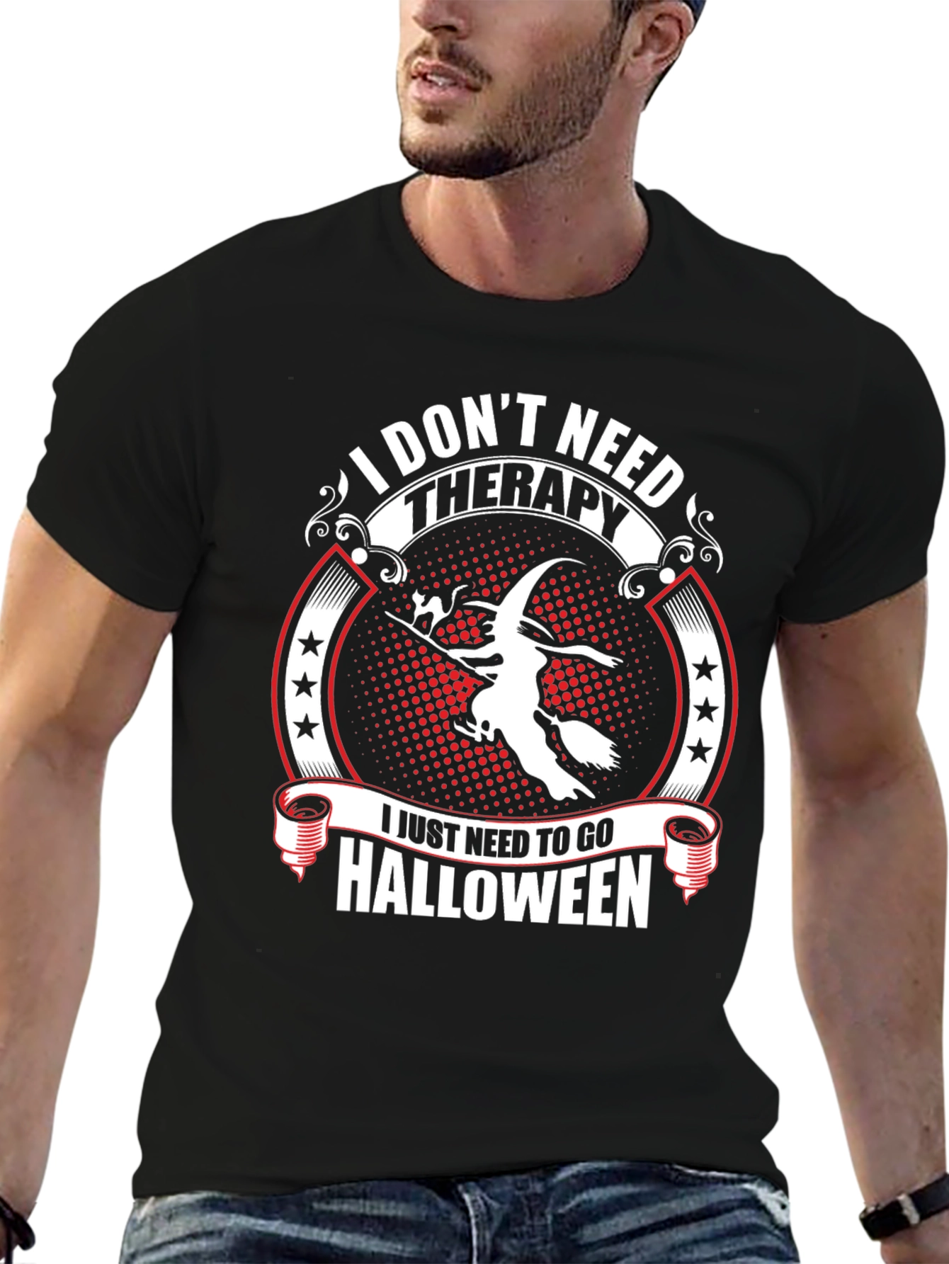 Black Halloween Witch T-Shirt - No Therapy Needed view 6