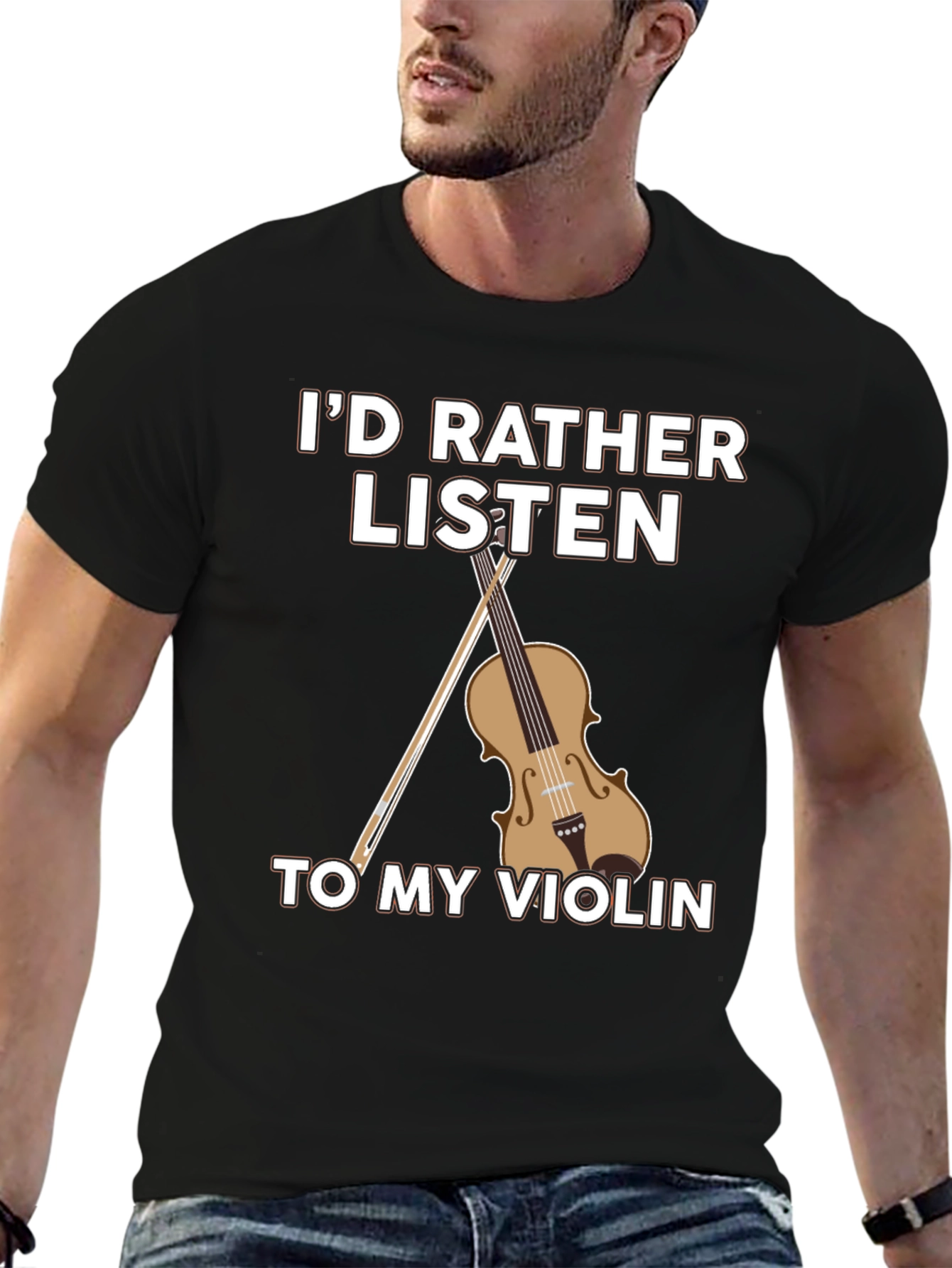 Black Violin Lover T-Shirt: I'd Rather Listen view 6