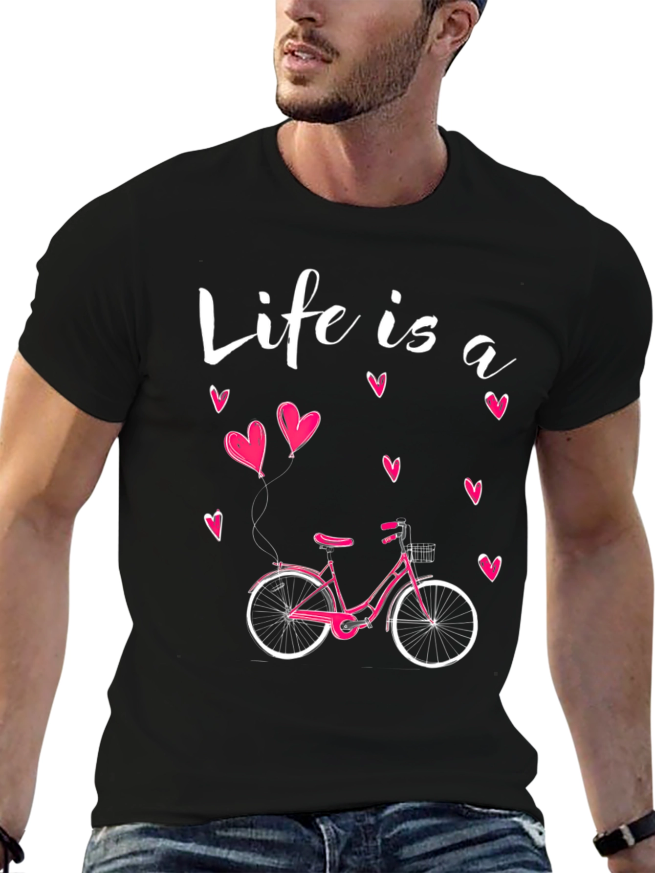 Black Life is a Ride Bicycle Graphic T-Shirt view 6