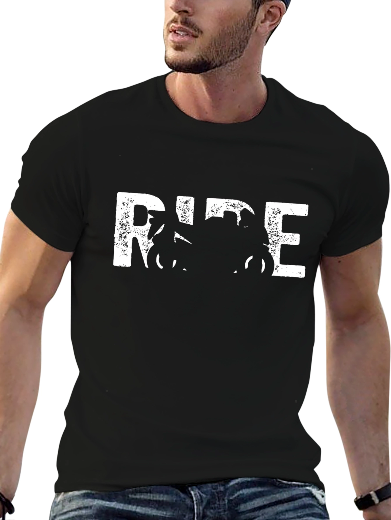 Black Ride Motorcycle Graphic T-Shirt - Black view 6