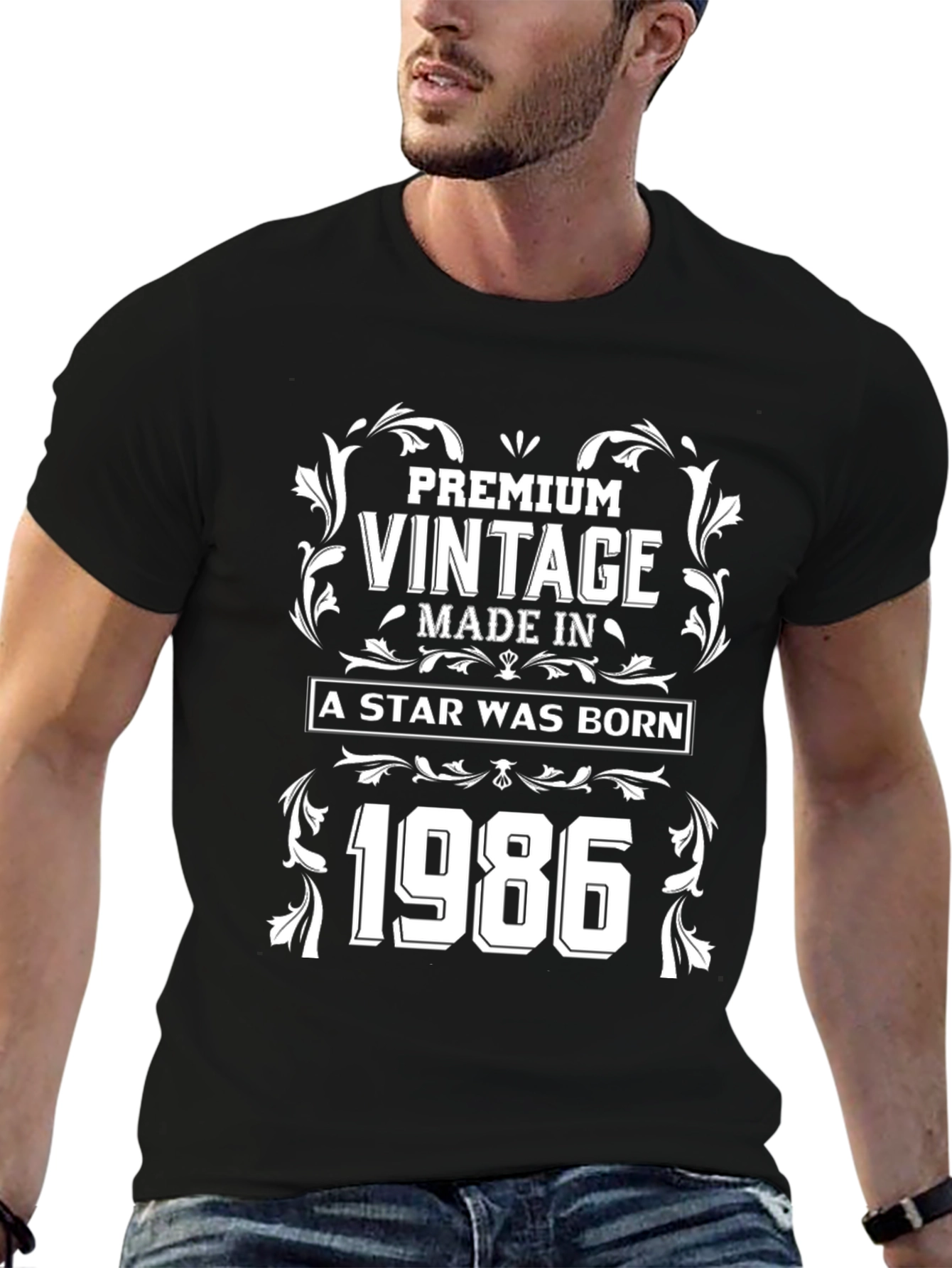 Black Premium Vintage 1986 Birthday T-Shirt view 6