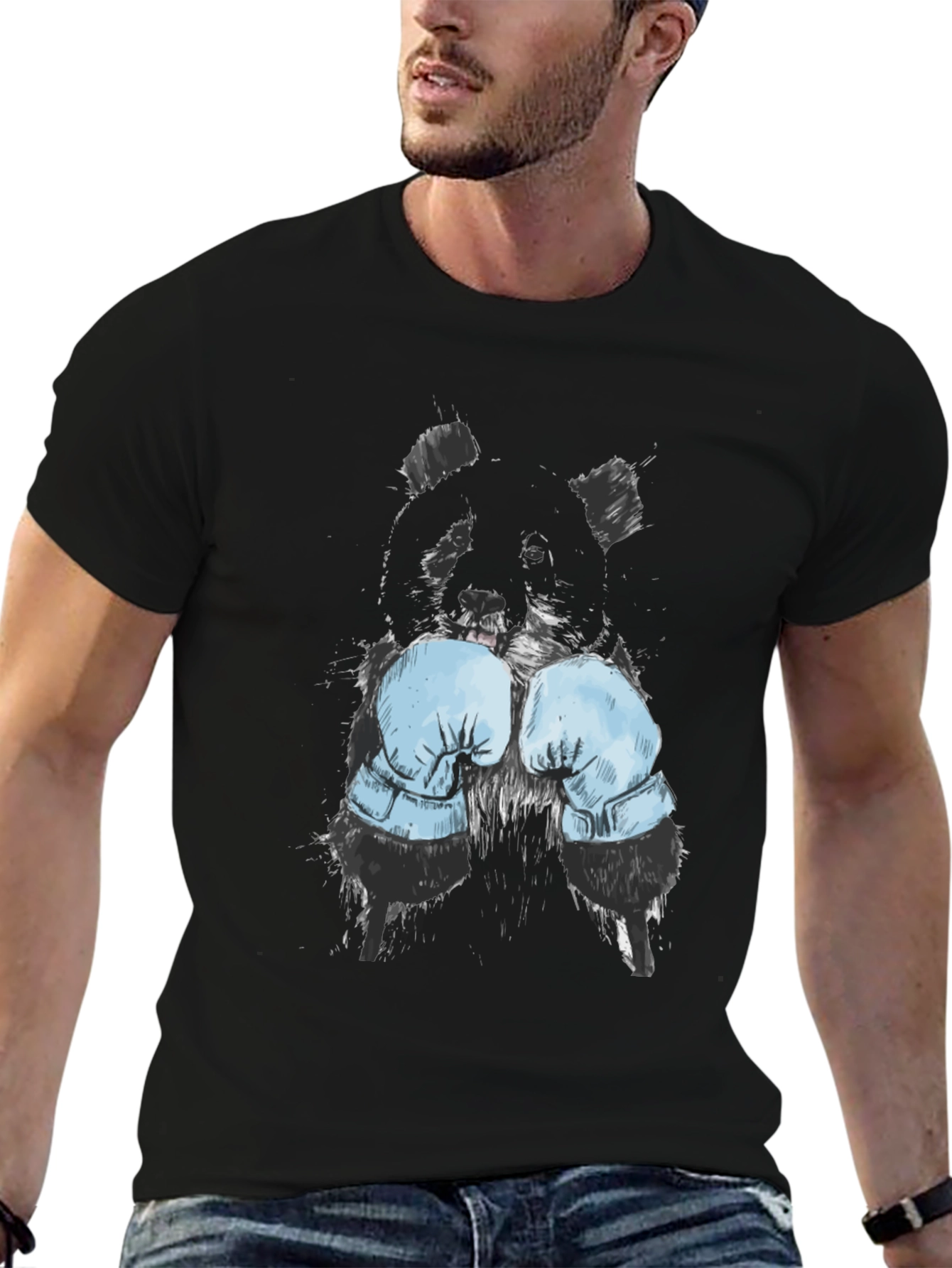 Black Boxer Panda Graphic T-Shirt view 6