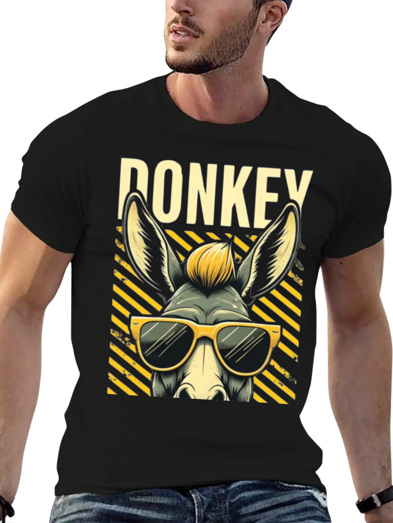 Black Cool Donkey T-Shirt - Fun Graphic Tee view 6