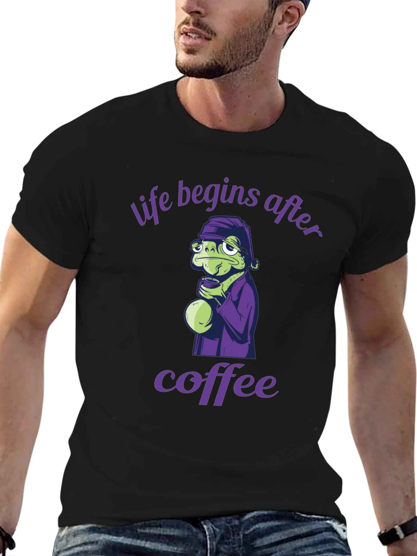 Black Life Begins After Coffee Graphic Tee view 6