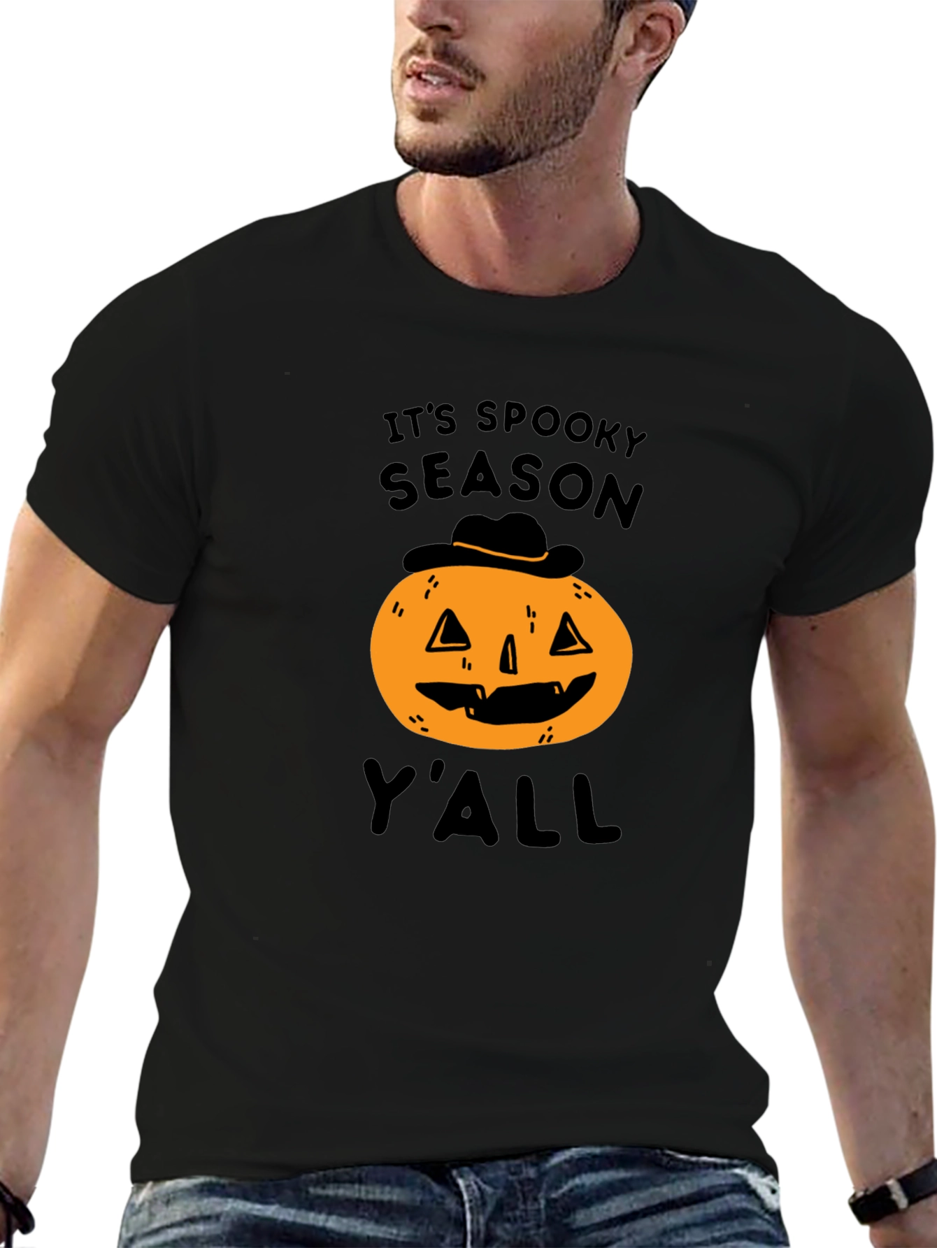 Black Spooky Season Pumpkin T-Shirt view 6